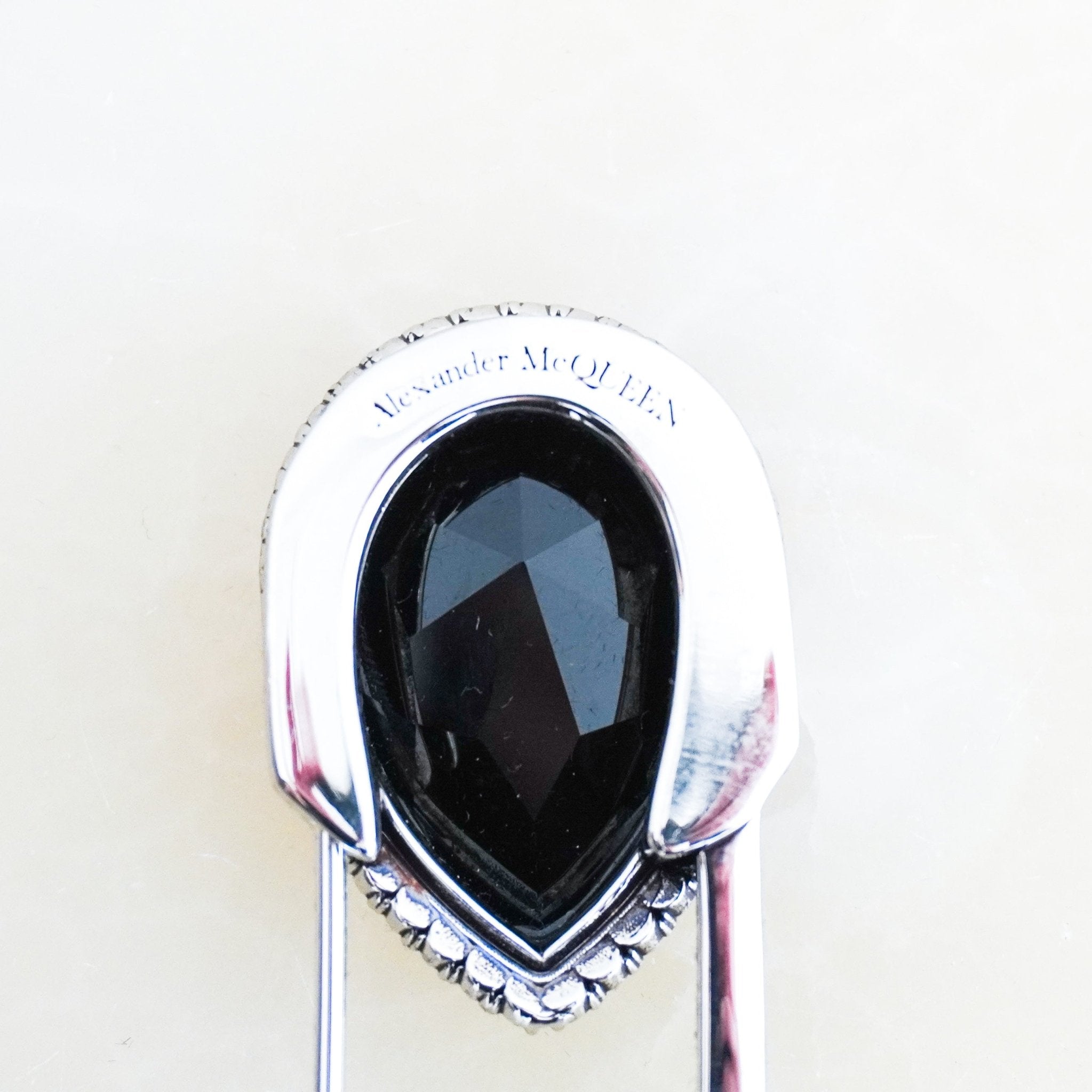 Alexander McQueen Black Crystal Safety Pin in Silver RRP £460 | Authentic Preloved FINAL SALE - Reloved Again