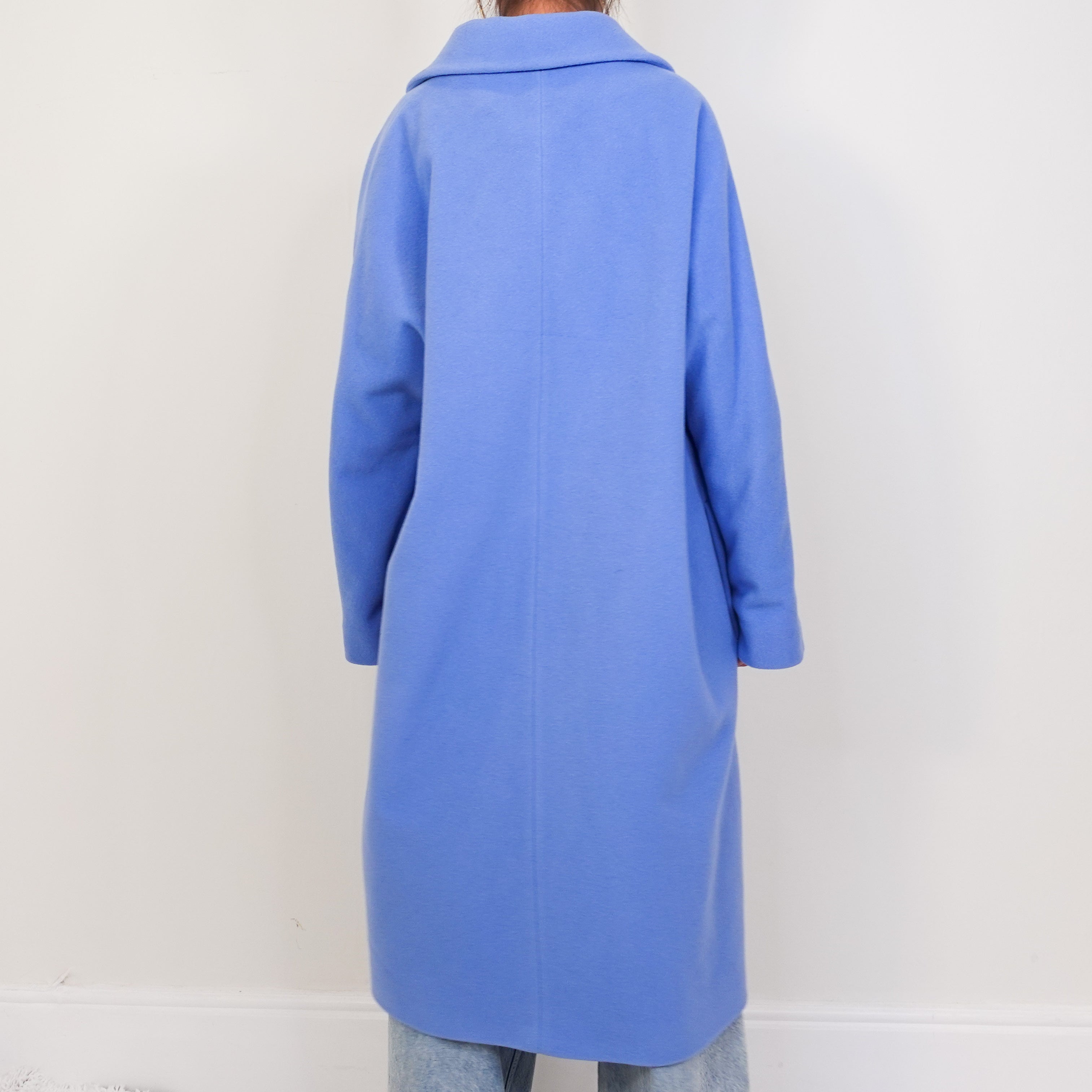 Cornflour blue wool and cashmere coat RRP £450