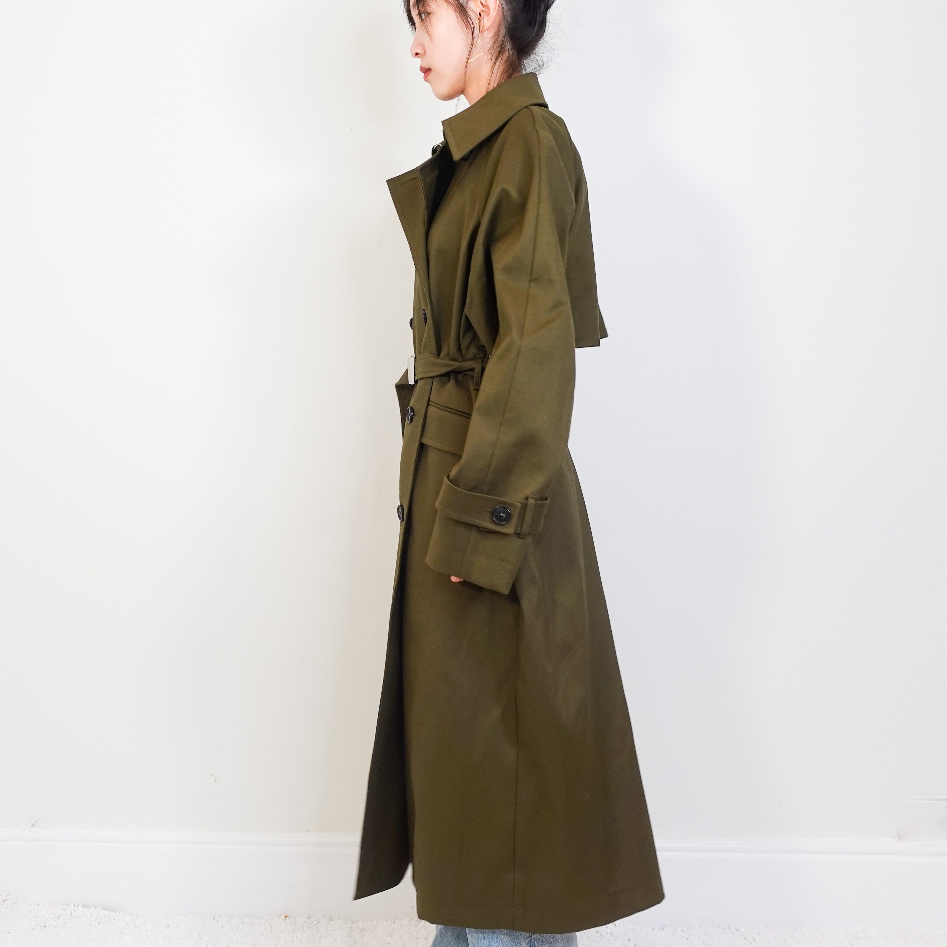 Long line forest green Trench coat RRP £540