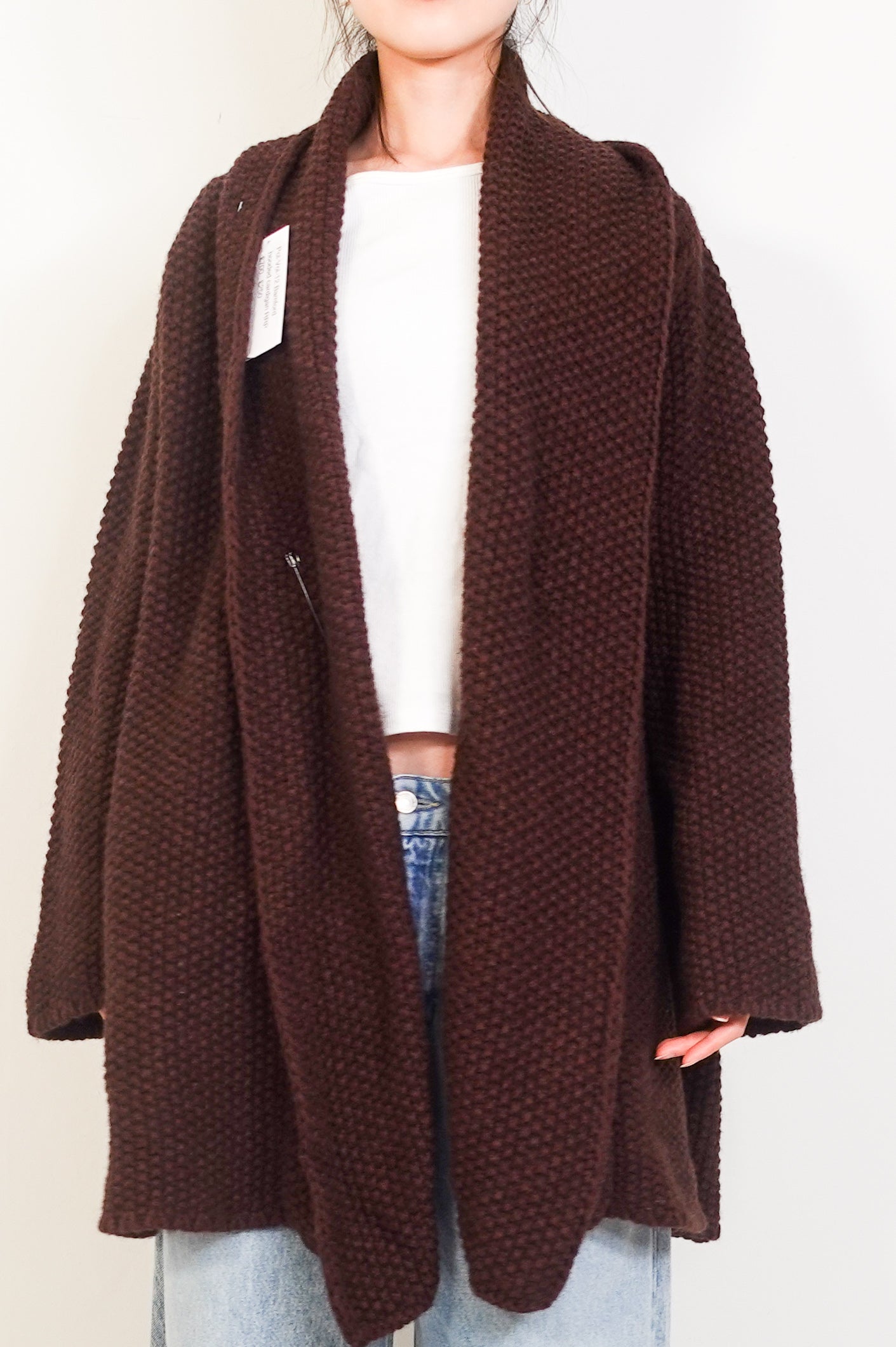 Burgundy textured knit cardigan RRP £700