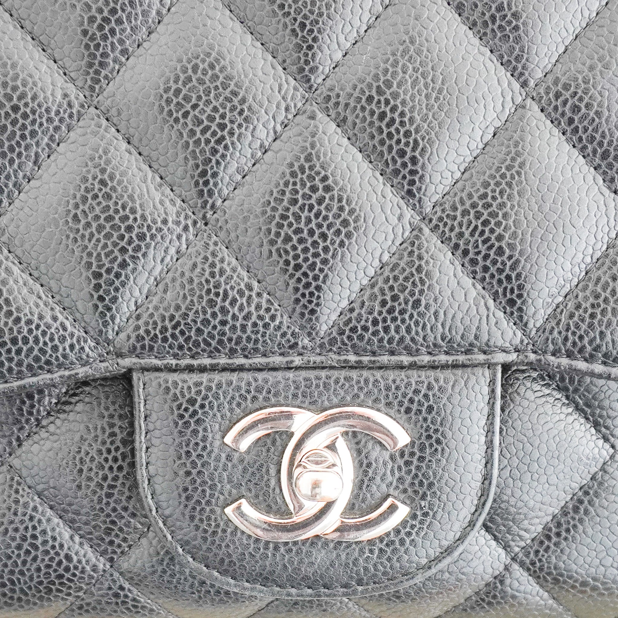 Chanel Jumbo Classic Single Flap Bag in Black Caviar Leather RRP £9,500 | Authentic Preloved