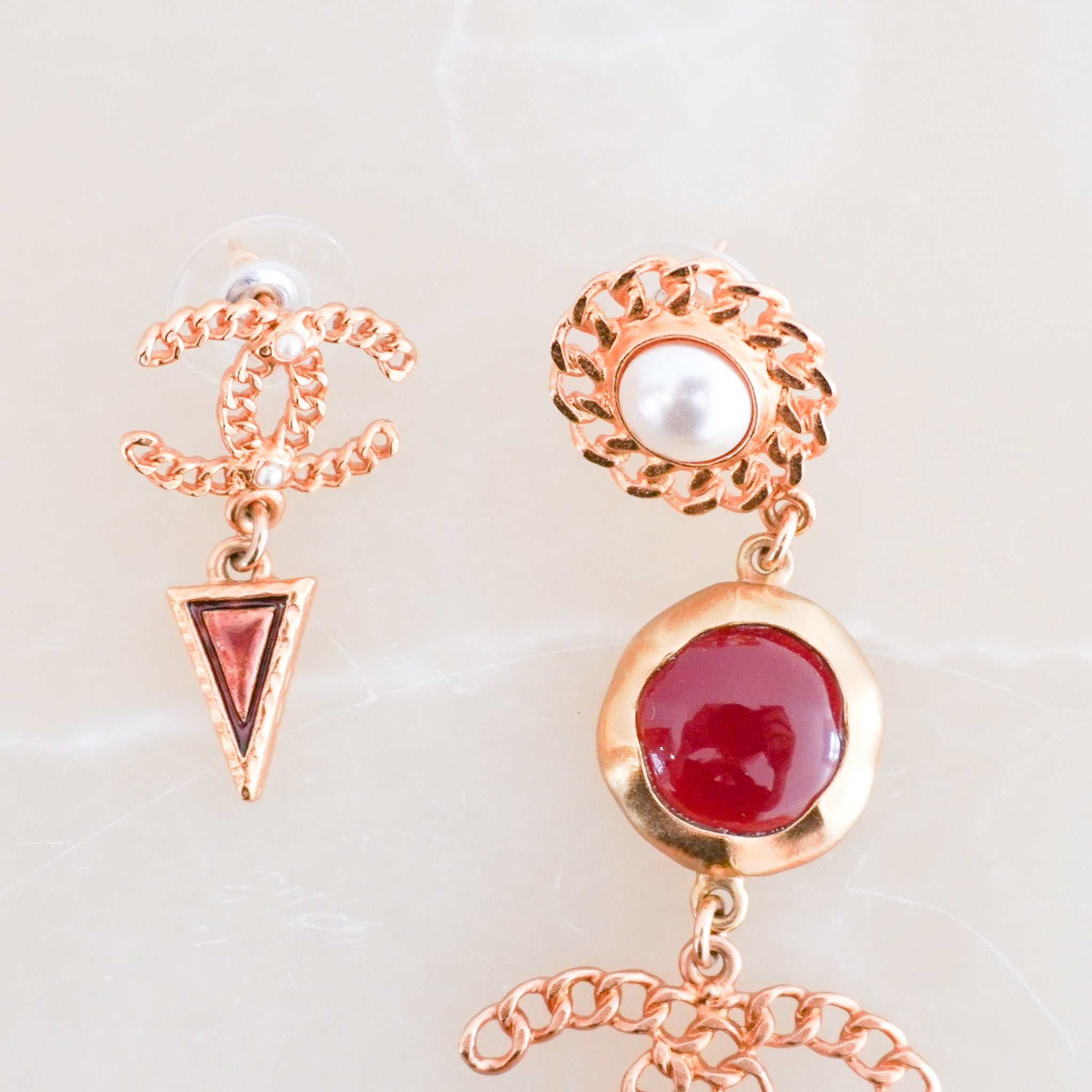 Chanel CC Coco Mark Colour Stone Pearl Earrings| Authentic Preloved