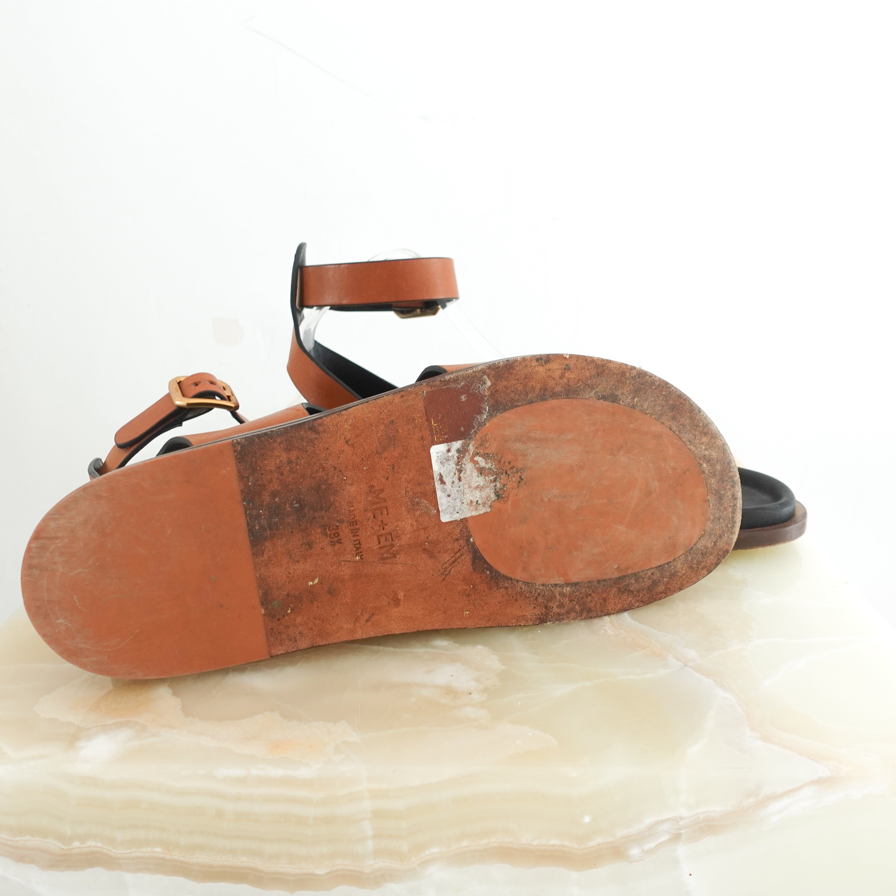 Brown crossover footbed sandals RRP £295