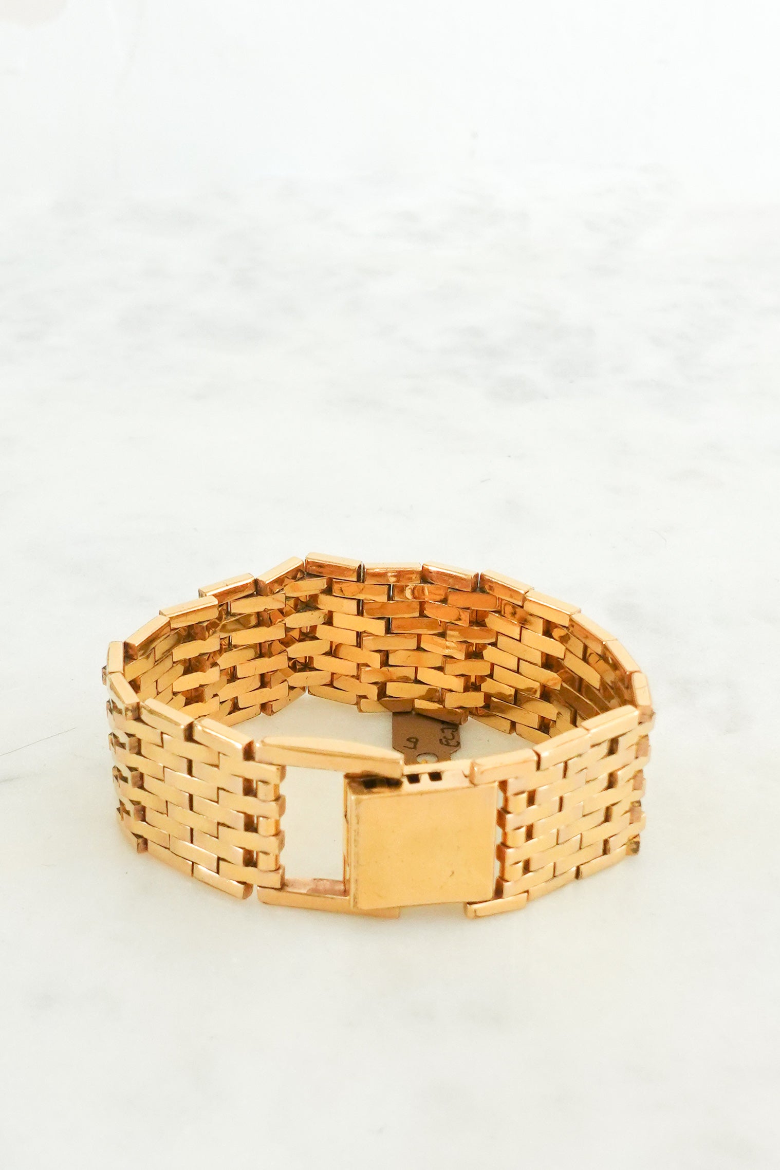 Gold plated heavy flat bracelet