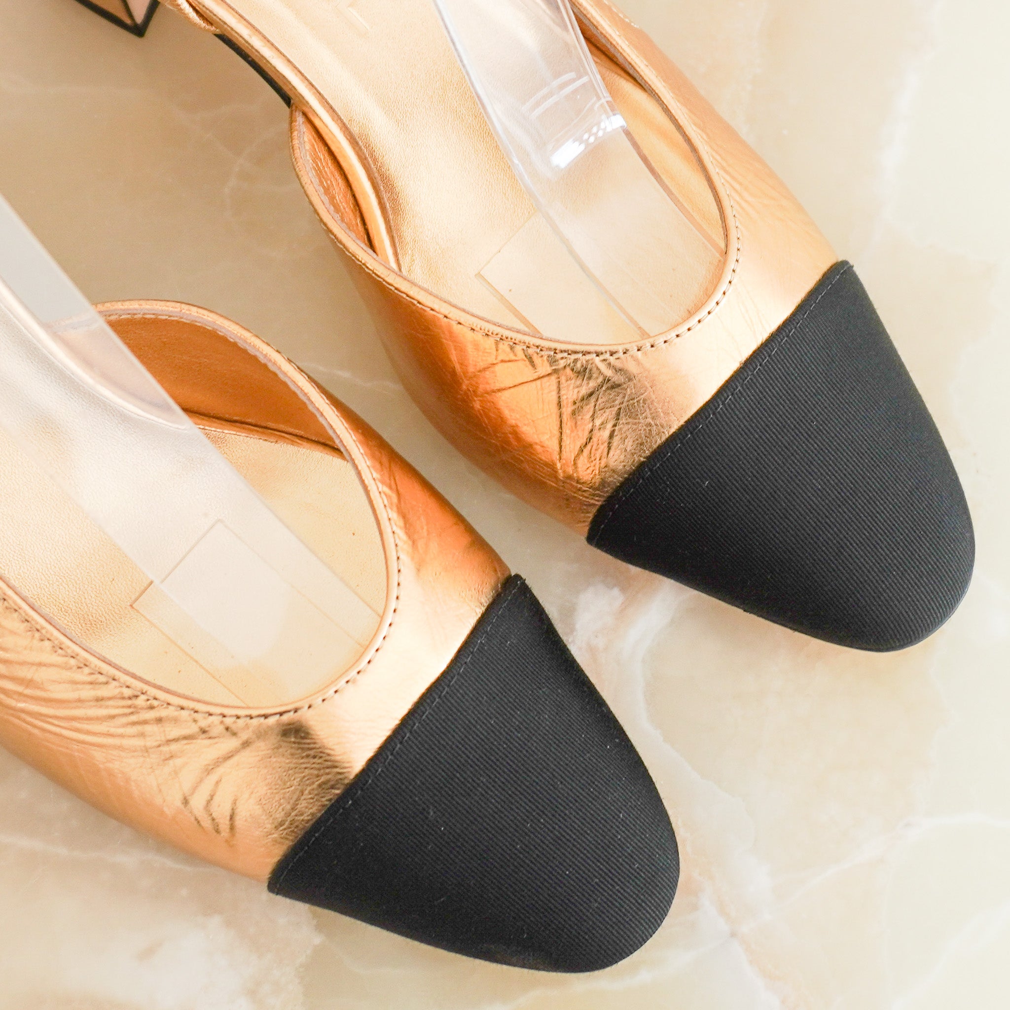 NEW Chanel Black and Gold Slingbacks (RRP £880) | Authentic Preloved - Reloved Again