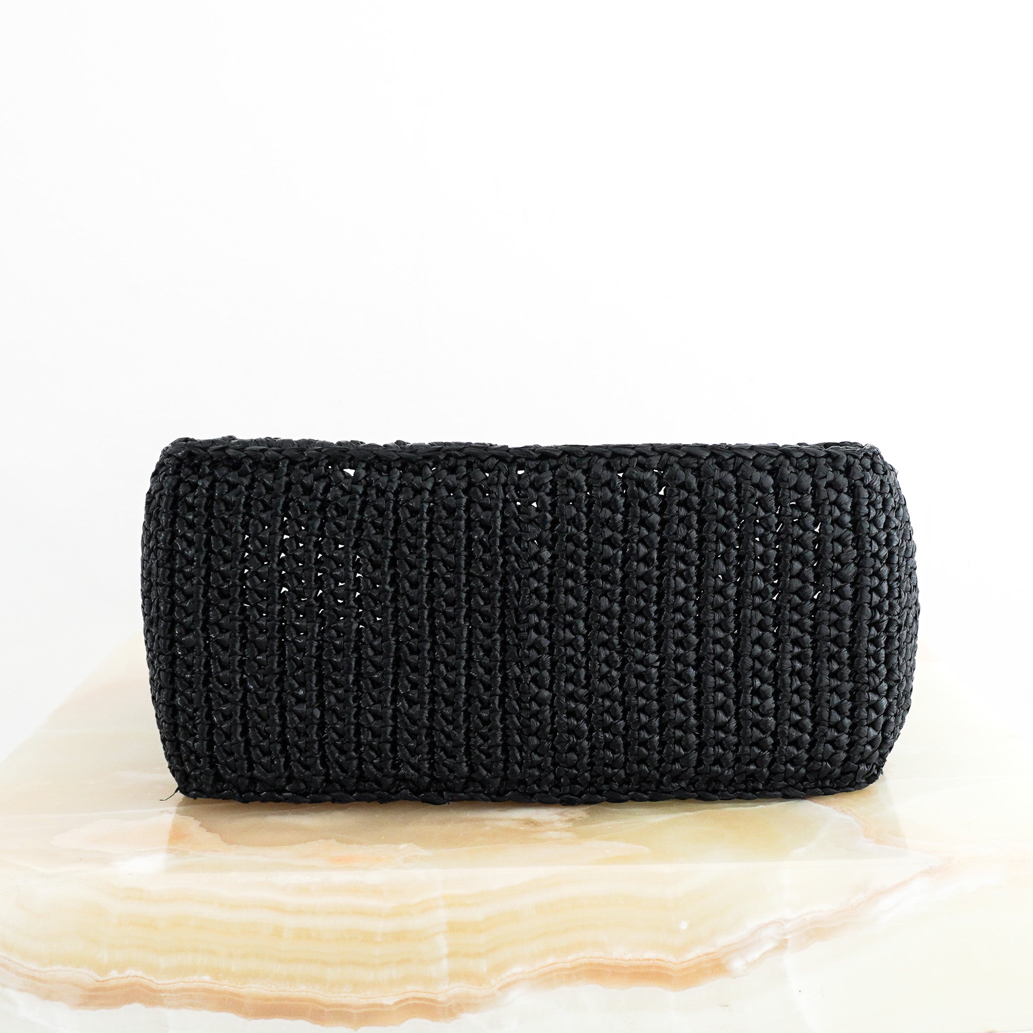 Prada Crochet Raffia Tote in Black RRP £1450 | Authentic and Preloved - Reloved Again