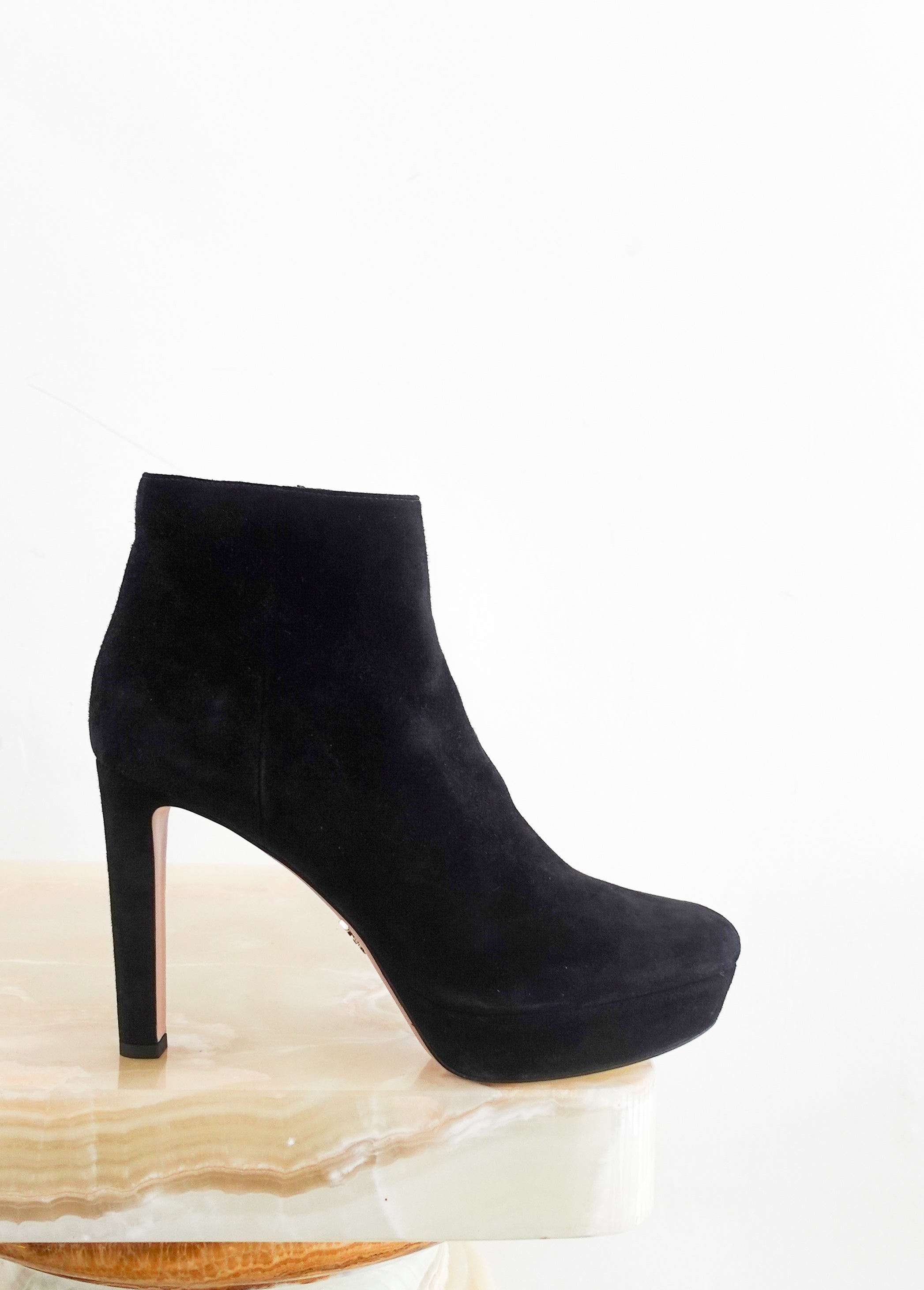 New suede heeled ankle boots RRP £1k