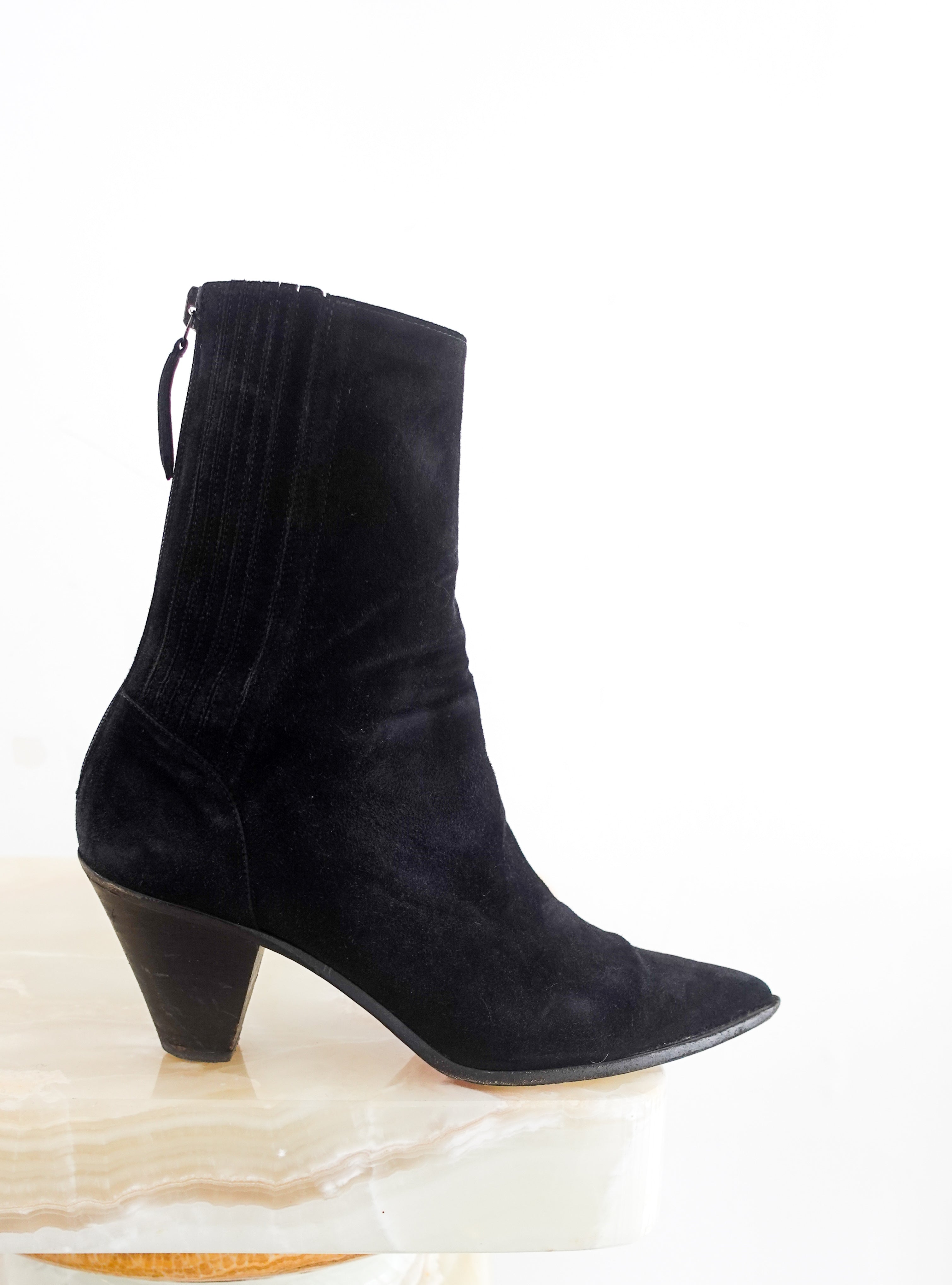 Black suede heeled boots RRP £800