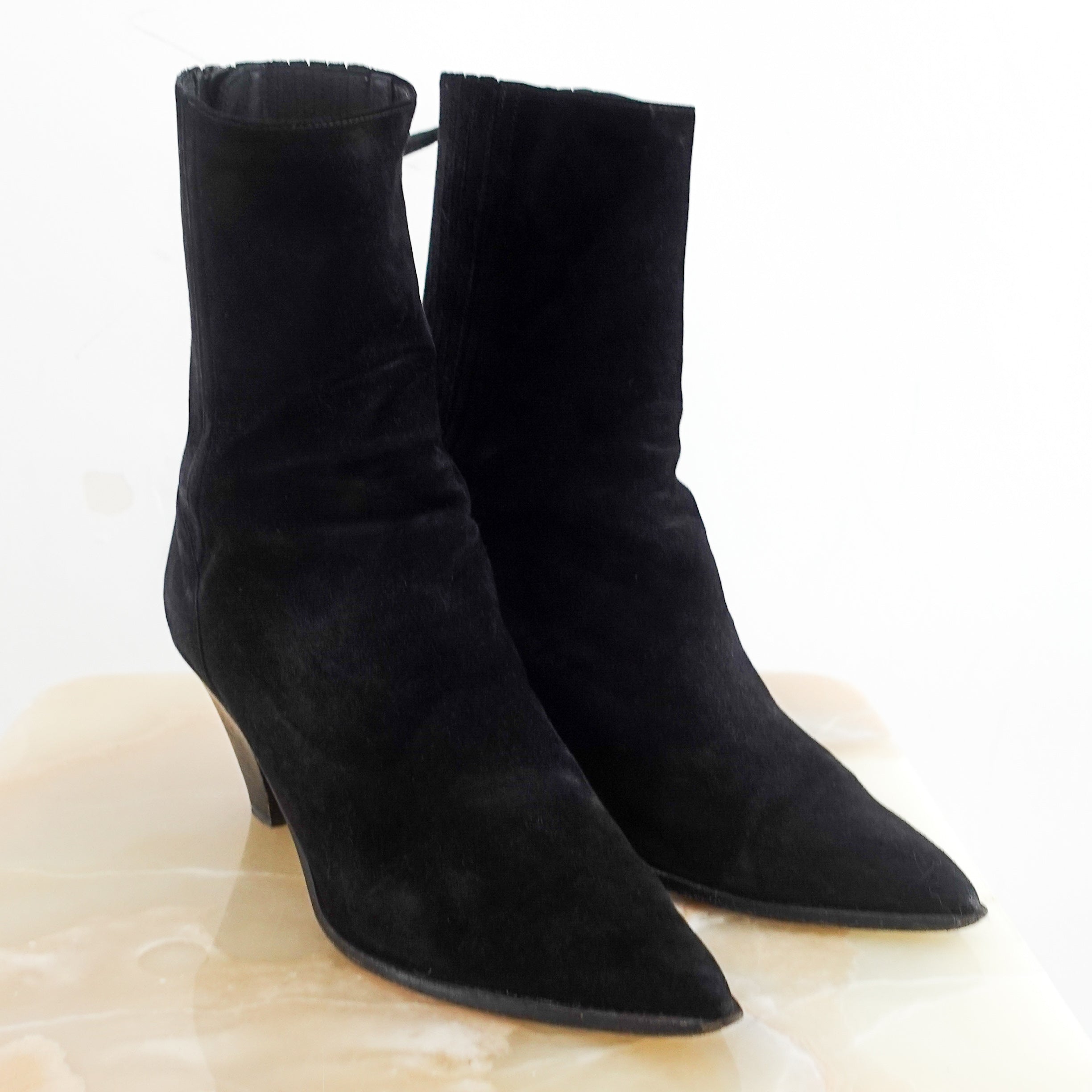 Black suede heeled boots RRP £800