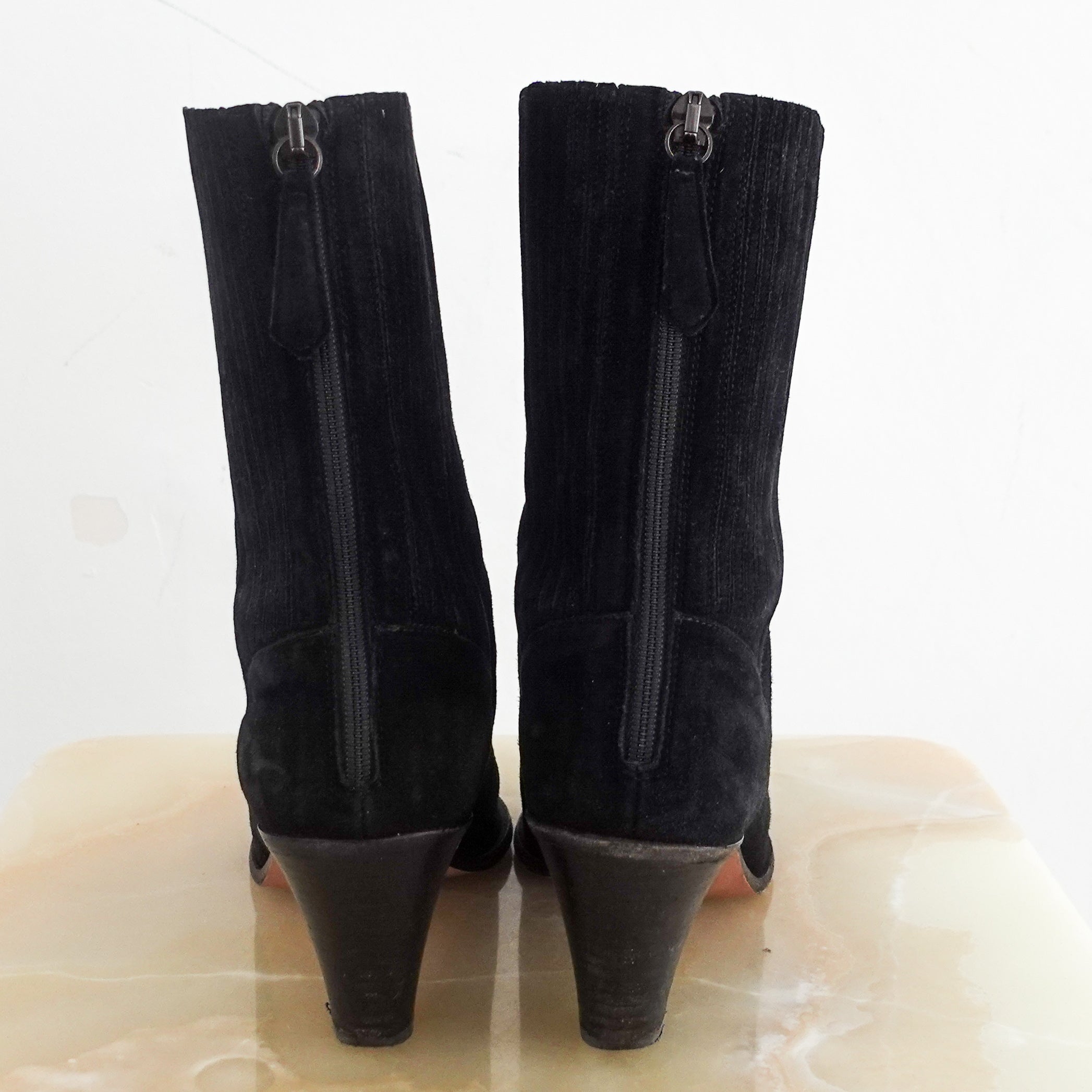 Black suede heeled boots RRP £800