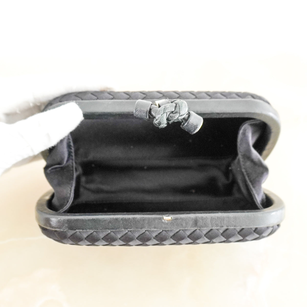 Bottega Veneta Black Intrecciato Knot Clutch (RRP £3370) | Authentic Preloved - Reloved Again