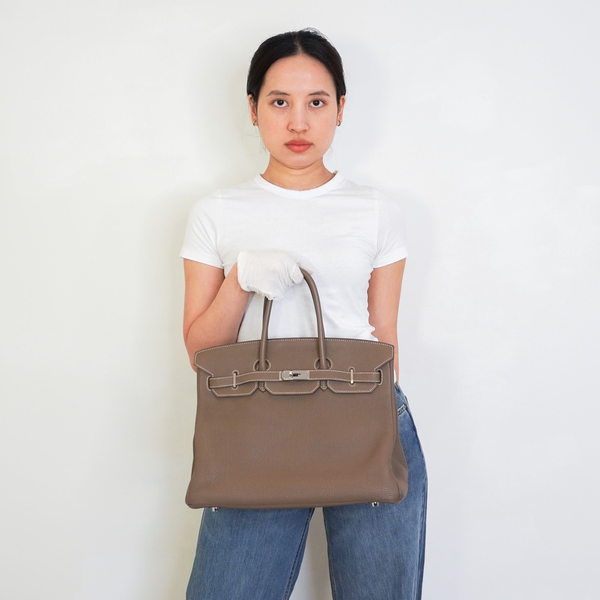 Hermes Birkin 35 Retourne Togo Etoupe with Palladium Hardware | Authentic Preloved - Reloved Again