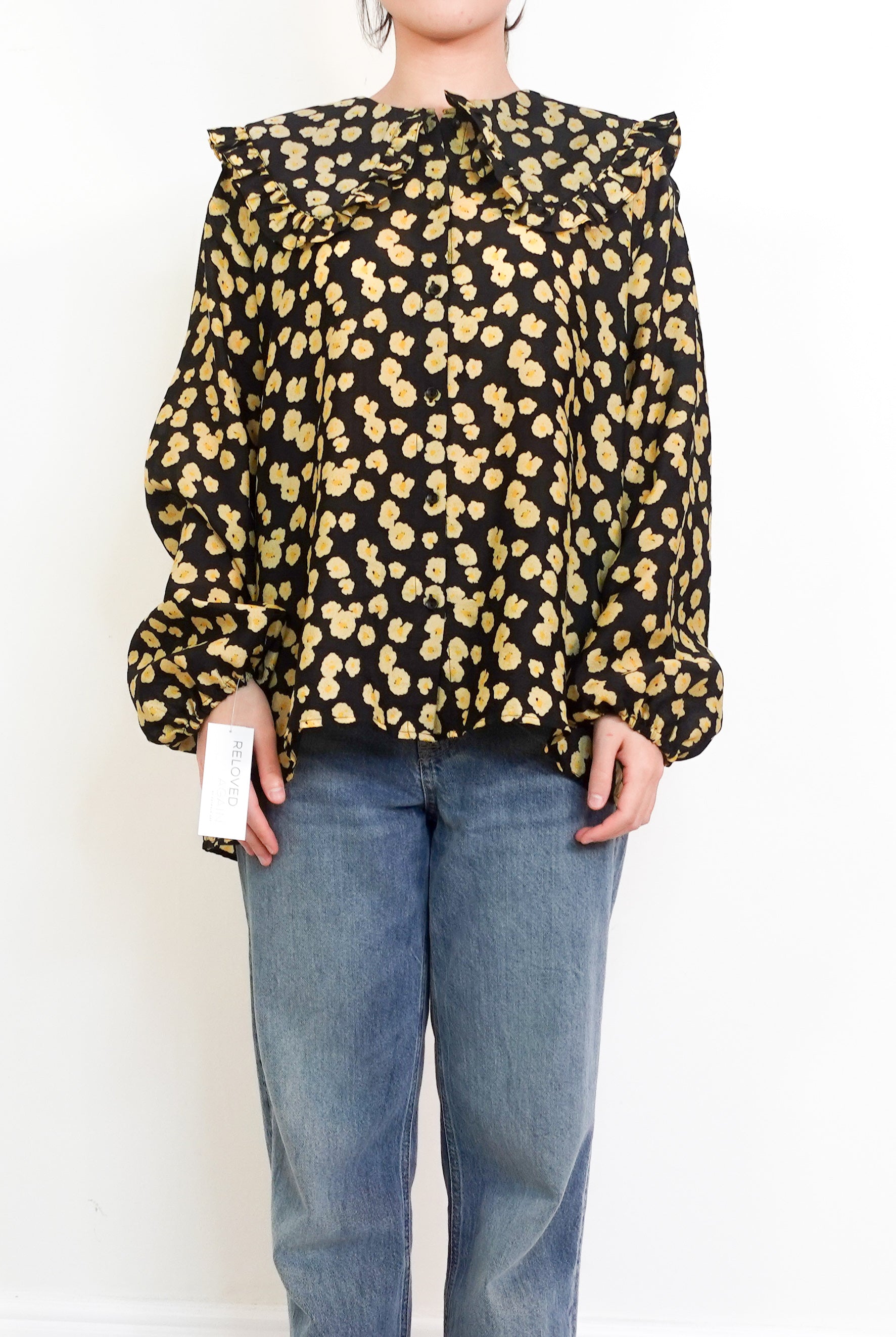 Black floral blouse RRP £250