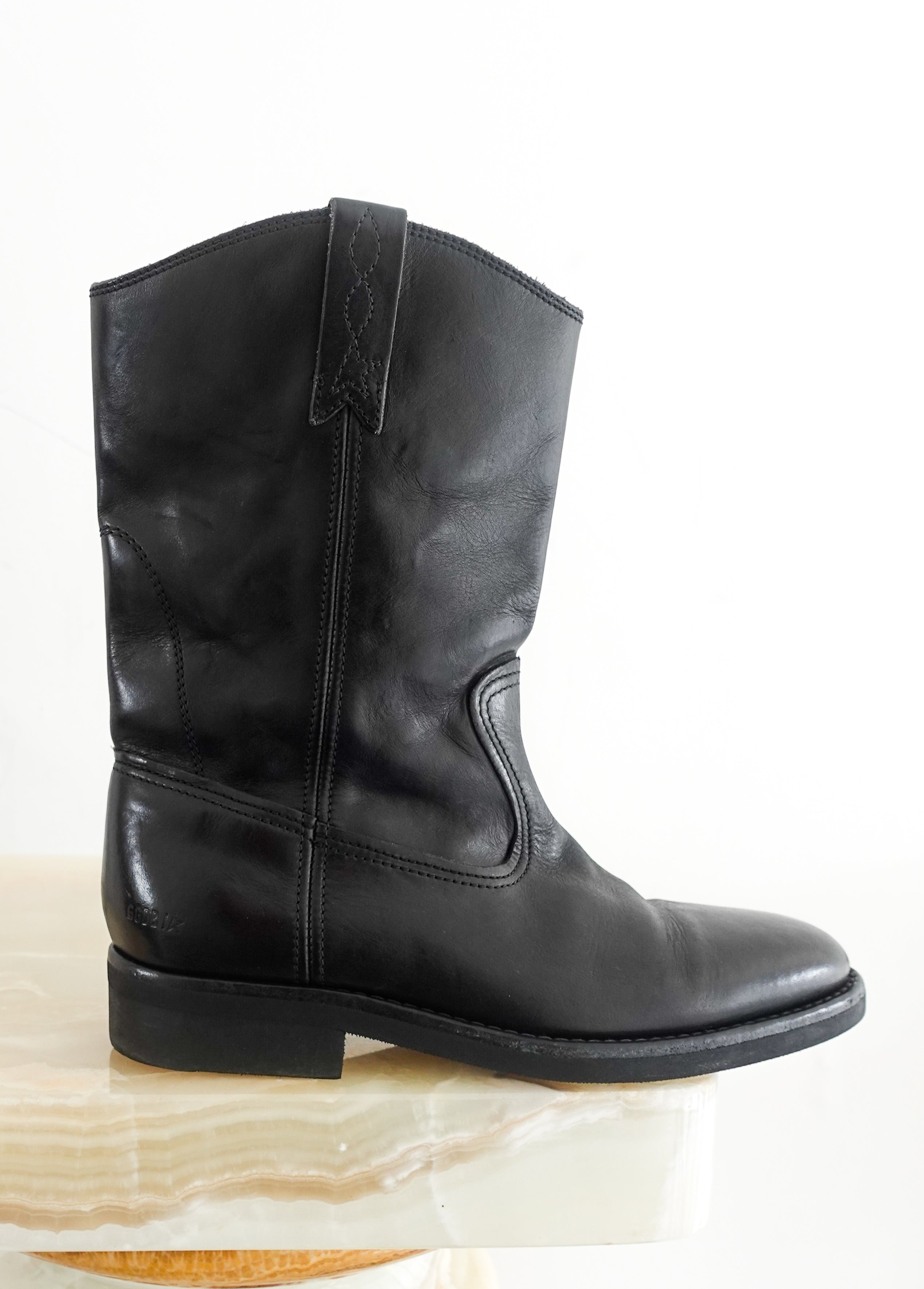 Flat leather biker boots RRP £700