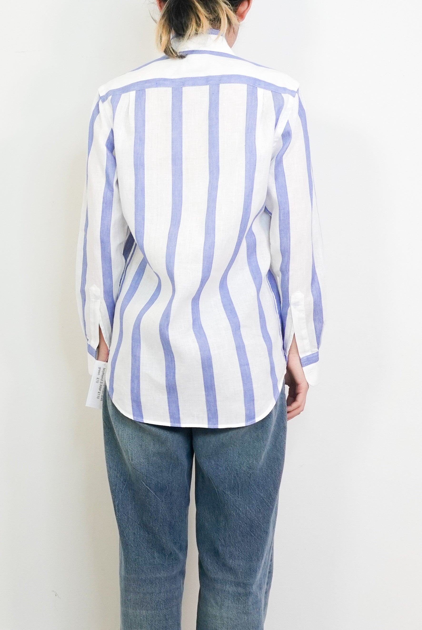 Blue and White Striped Linen Shirt RRP £110