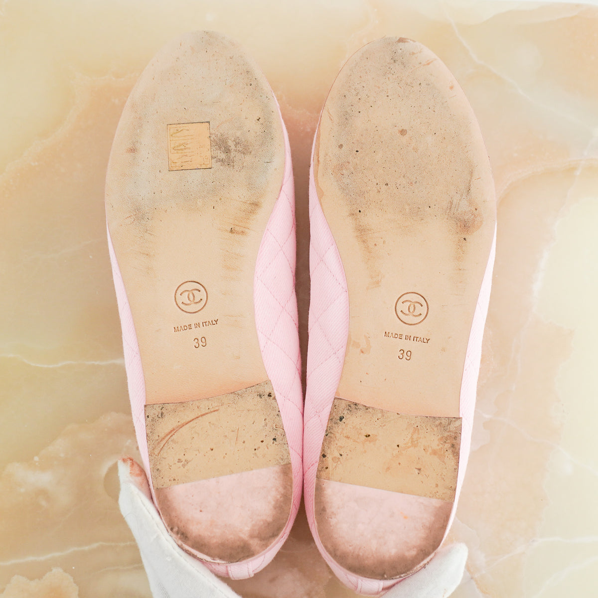 Chanel Pink Denim Quilted Cap Toe Ballet Flats (RRP £820) | Authentic Preloved - Reloved Again