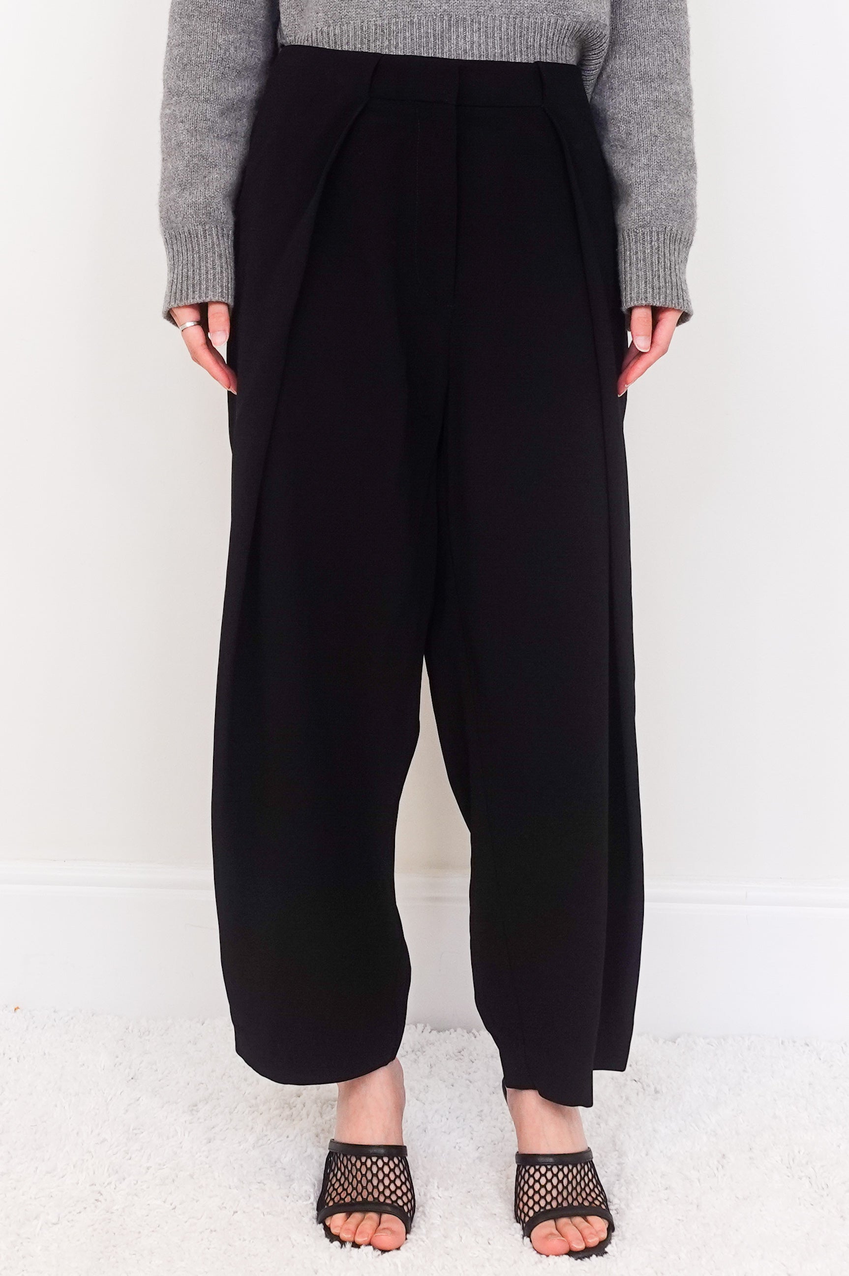 New pleated grain de poudre trousers RRP £1.2K