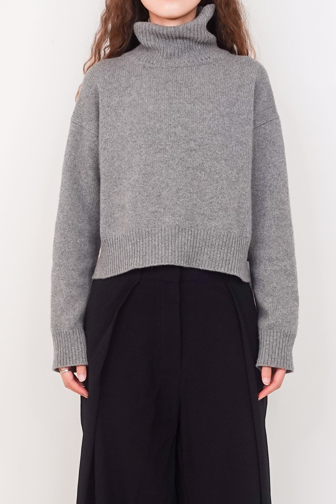 Grey cashmere polo neck sweater RRP £495