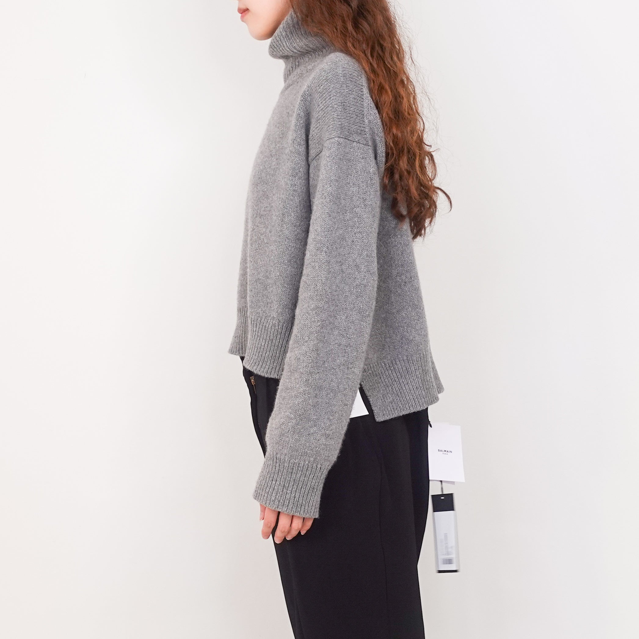 Grey cashmere polo neck sweater RRP £495