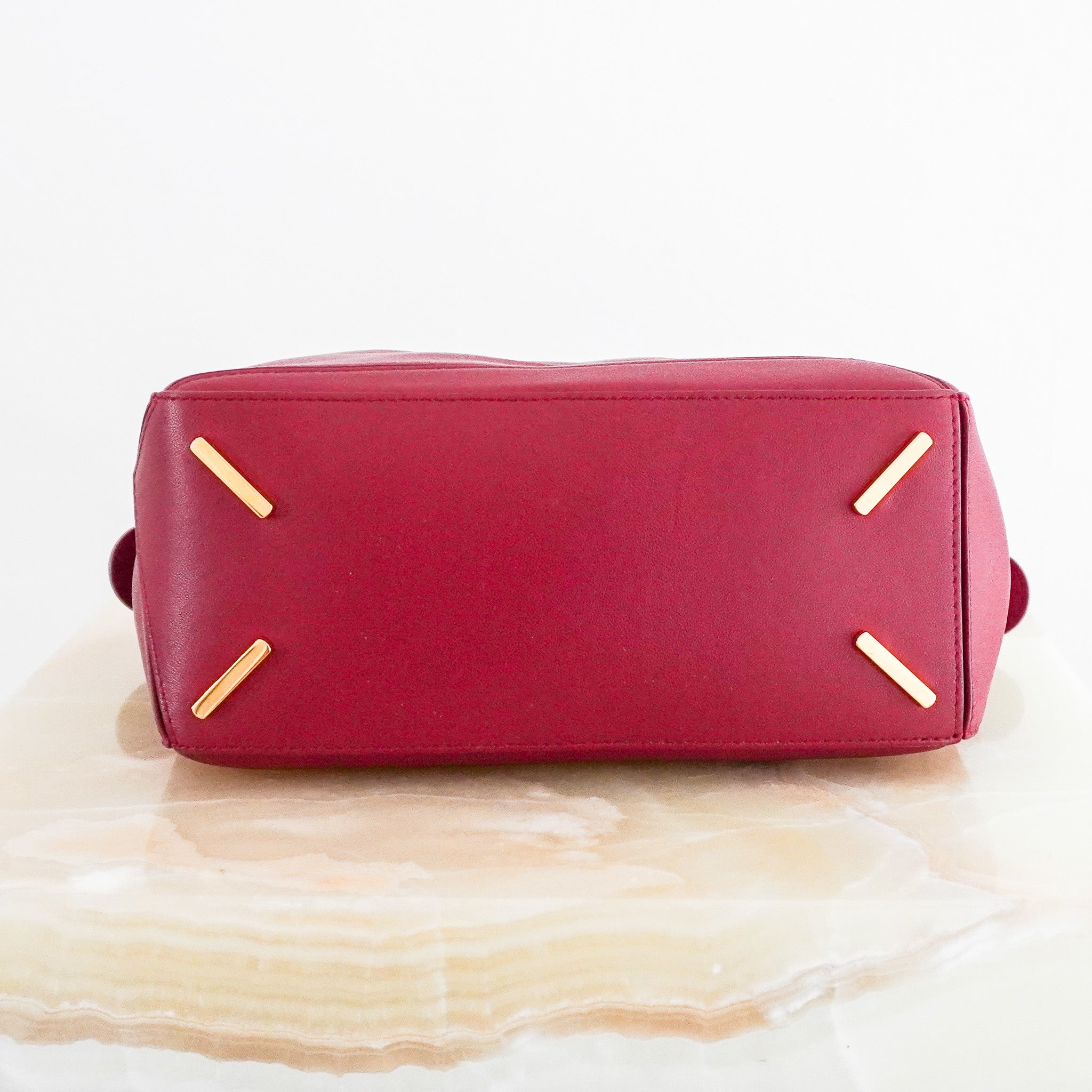 CURRENT SEASON Loewe Small Leather Featherlight Puzzle Top - Handle Bag in Burgundy RRP £3250 | Authentic Preloved - Reloved Again