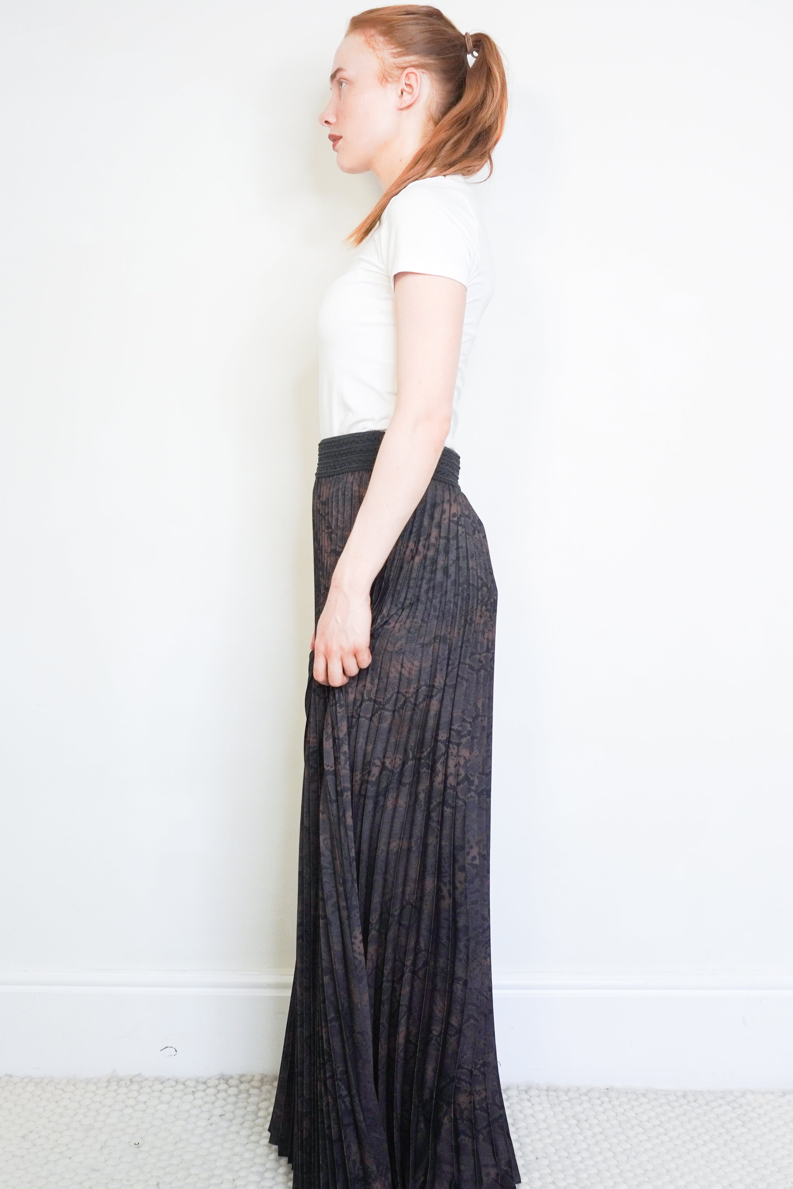 BA&SH Brown Snakeskin-Print Pleated Maxi Skirt (RRP £310) | Authentic Preloved FINAL SALE