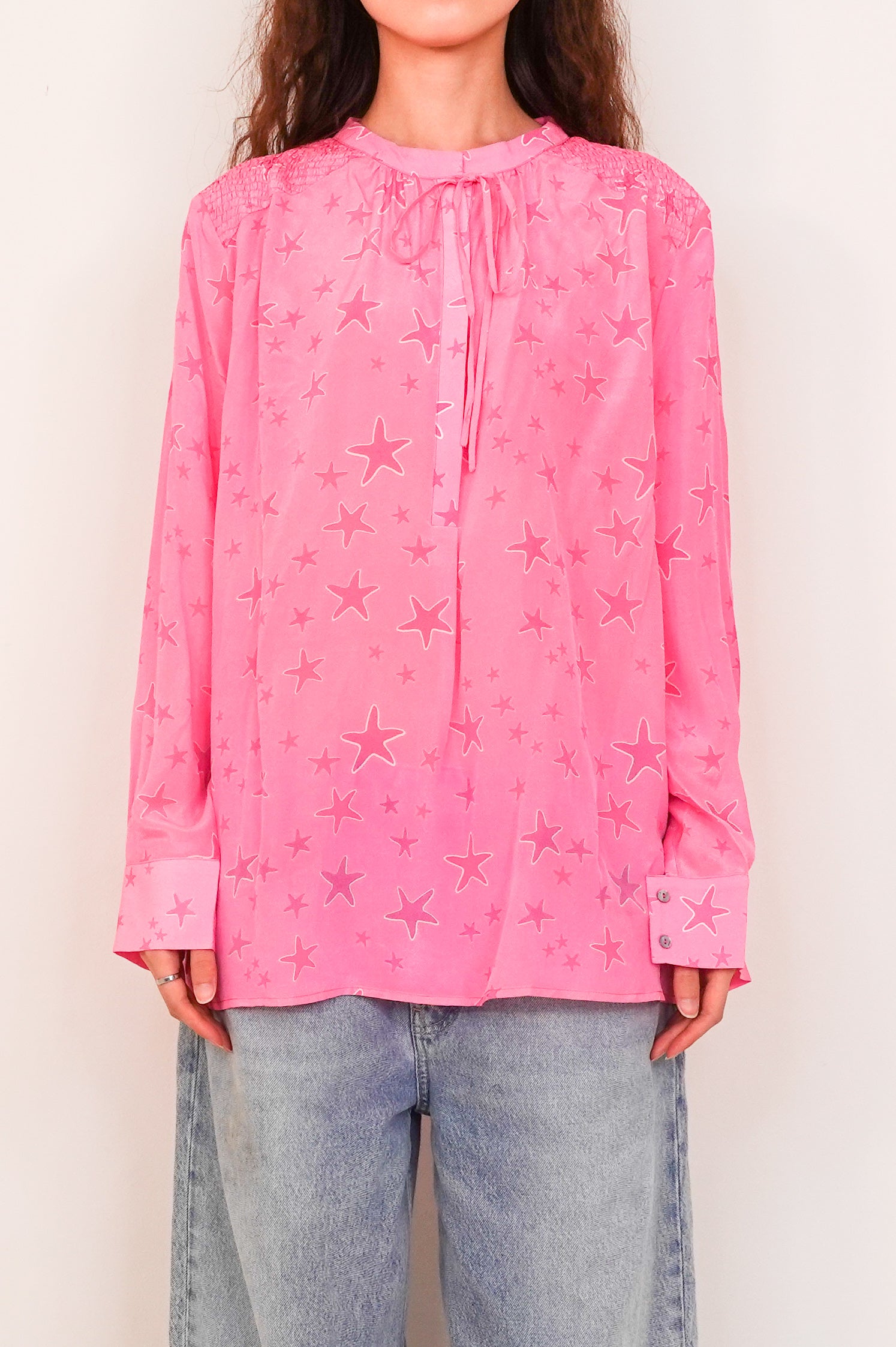 Pink silk star blouse RRP £200