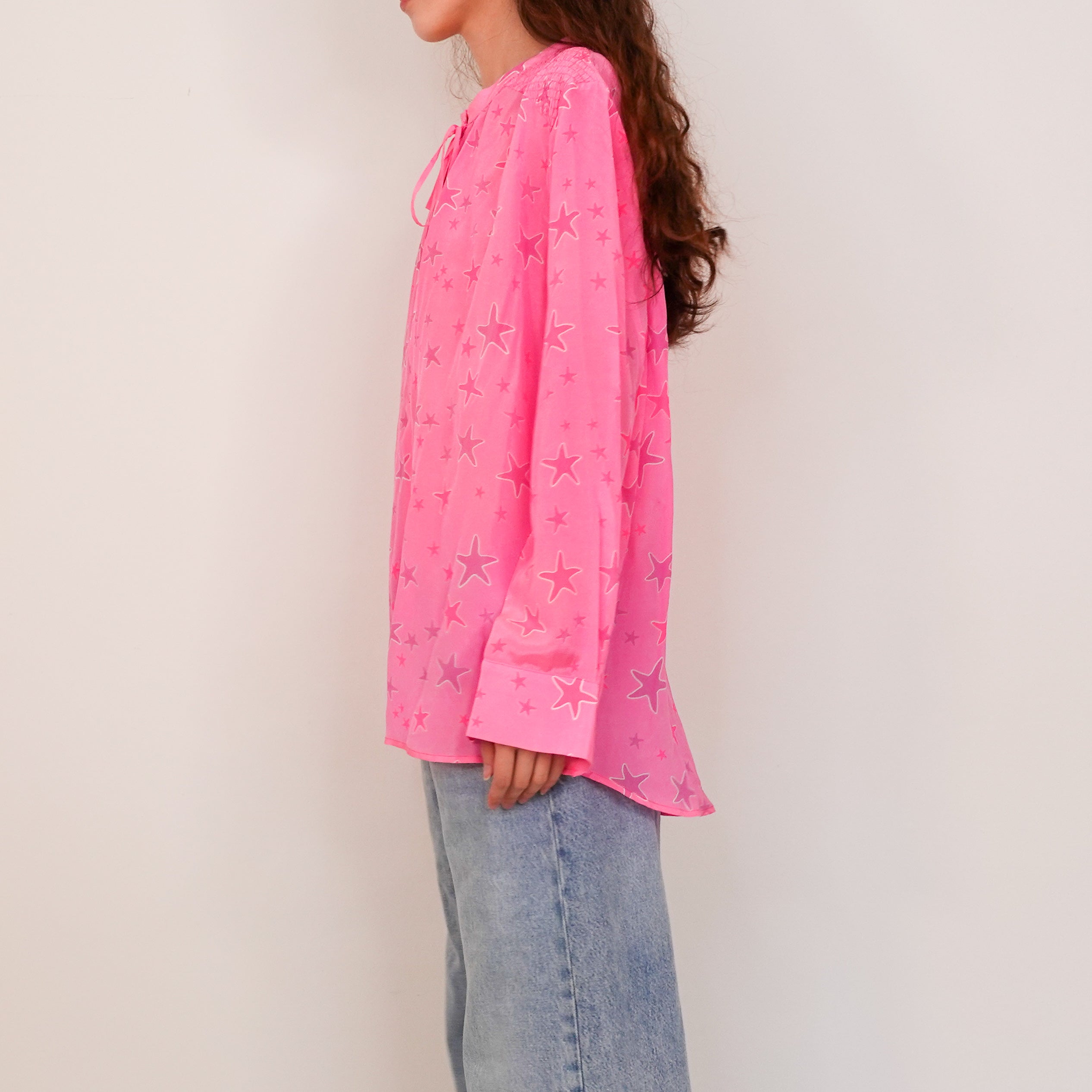 Pink silk star blouse RRP £200