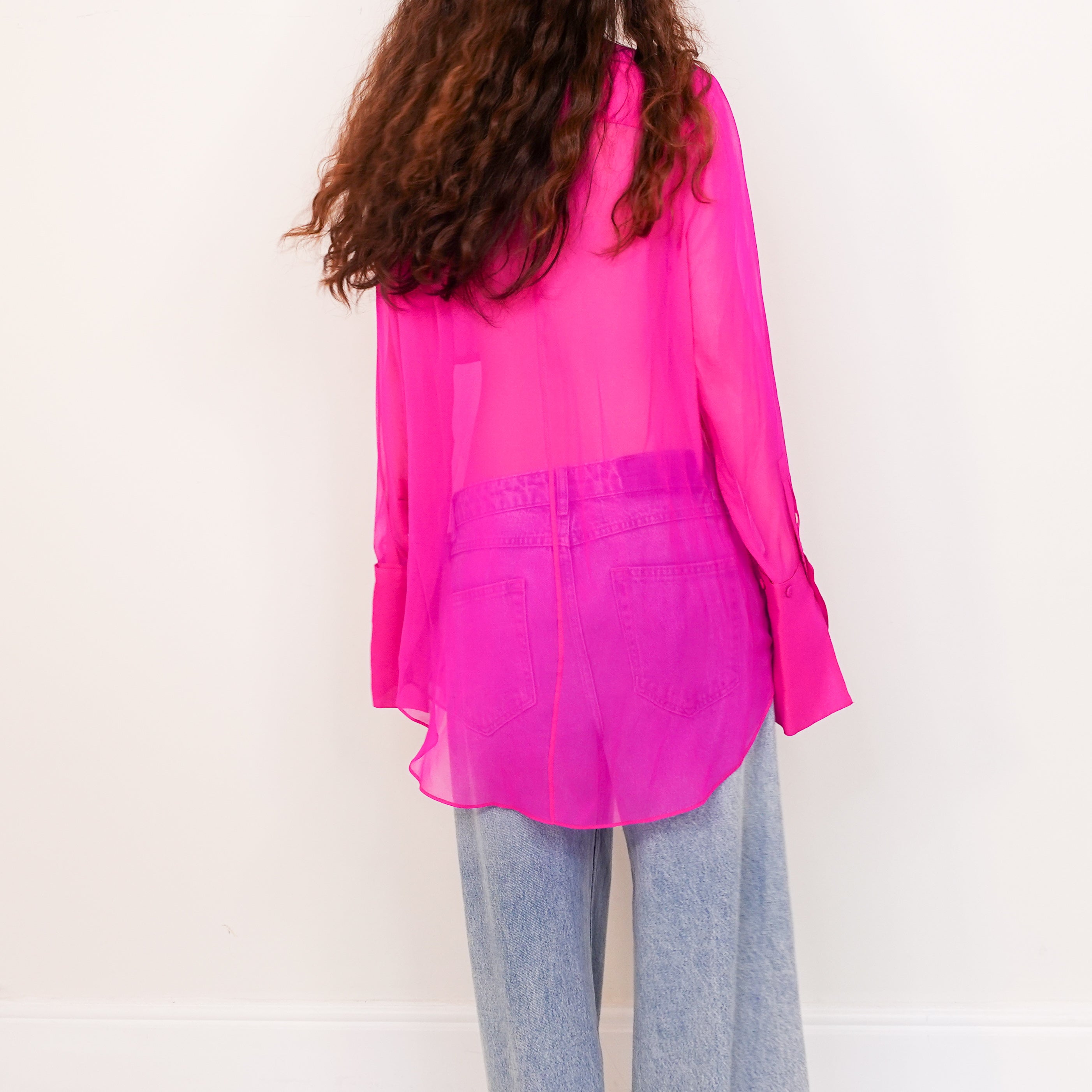 Pink button up silk blouse RRP £1000