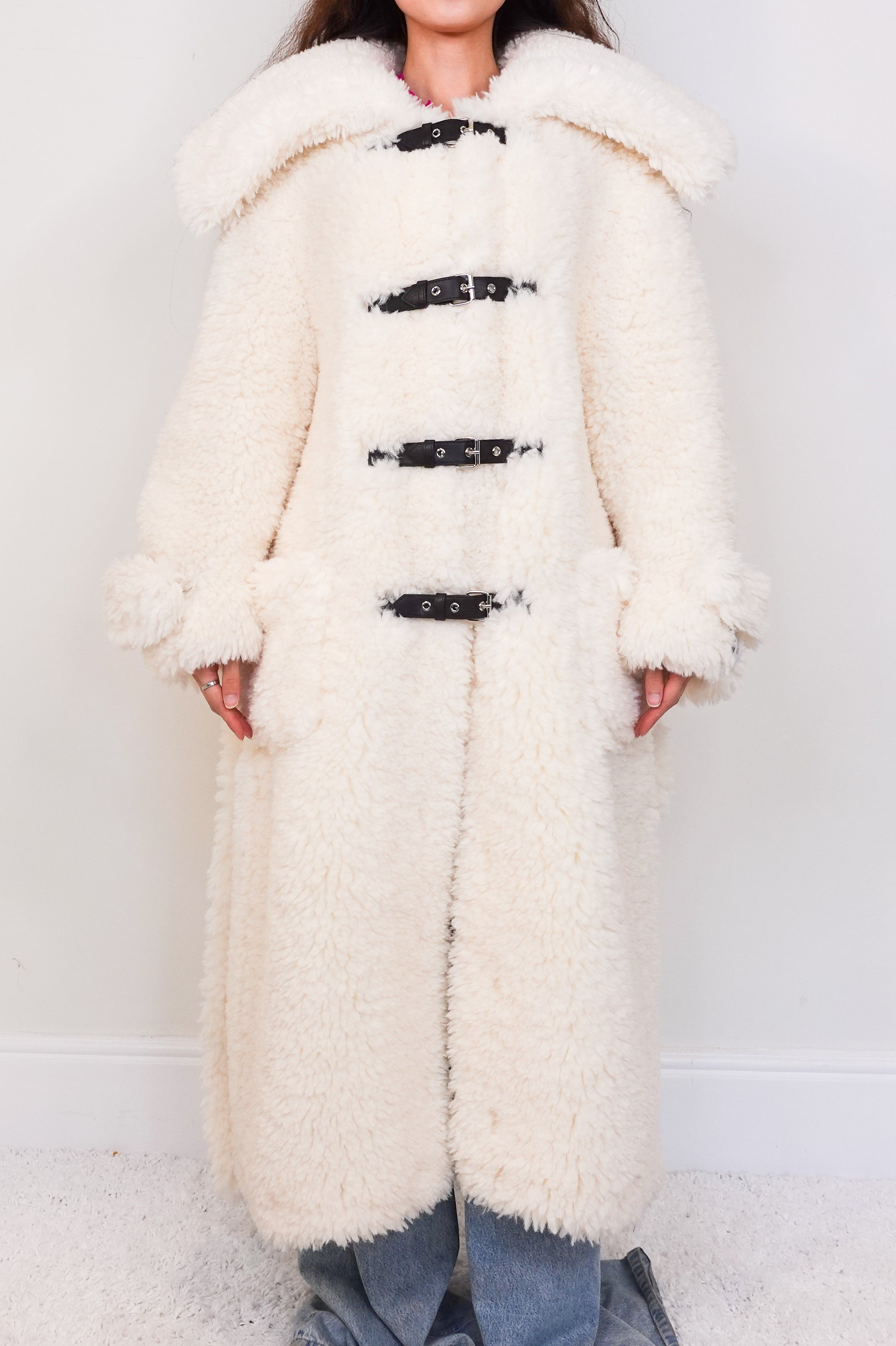 Teddy belted coat in ivory RRP £1335