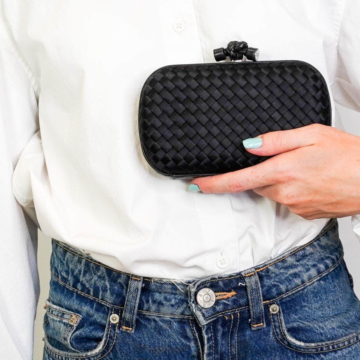 Bottega Veneta Black Intrecciato Knot Clutch (RRP £3370) | Authentic Preloved - Reloved Again