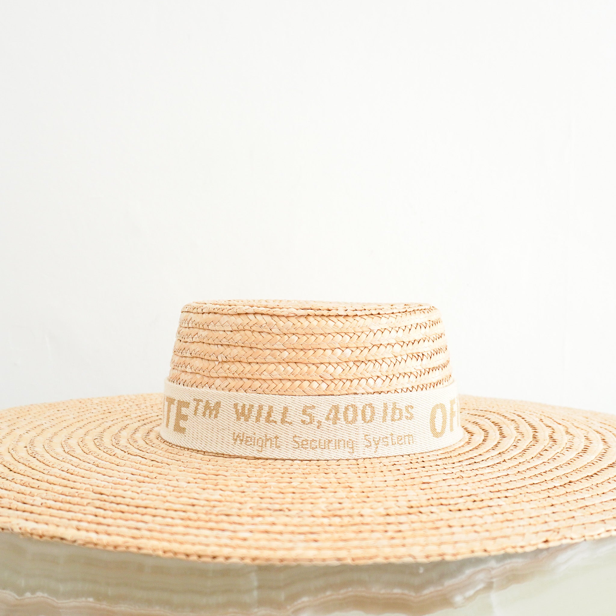 Off White Straw Wide Brim Boater Hat RRP £175 | Authentic Preloved FINAL SALE