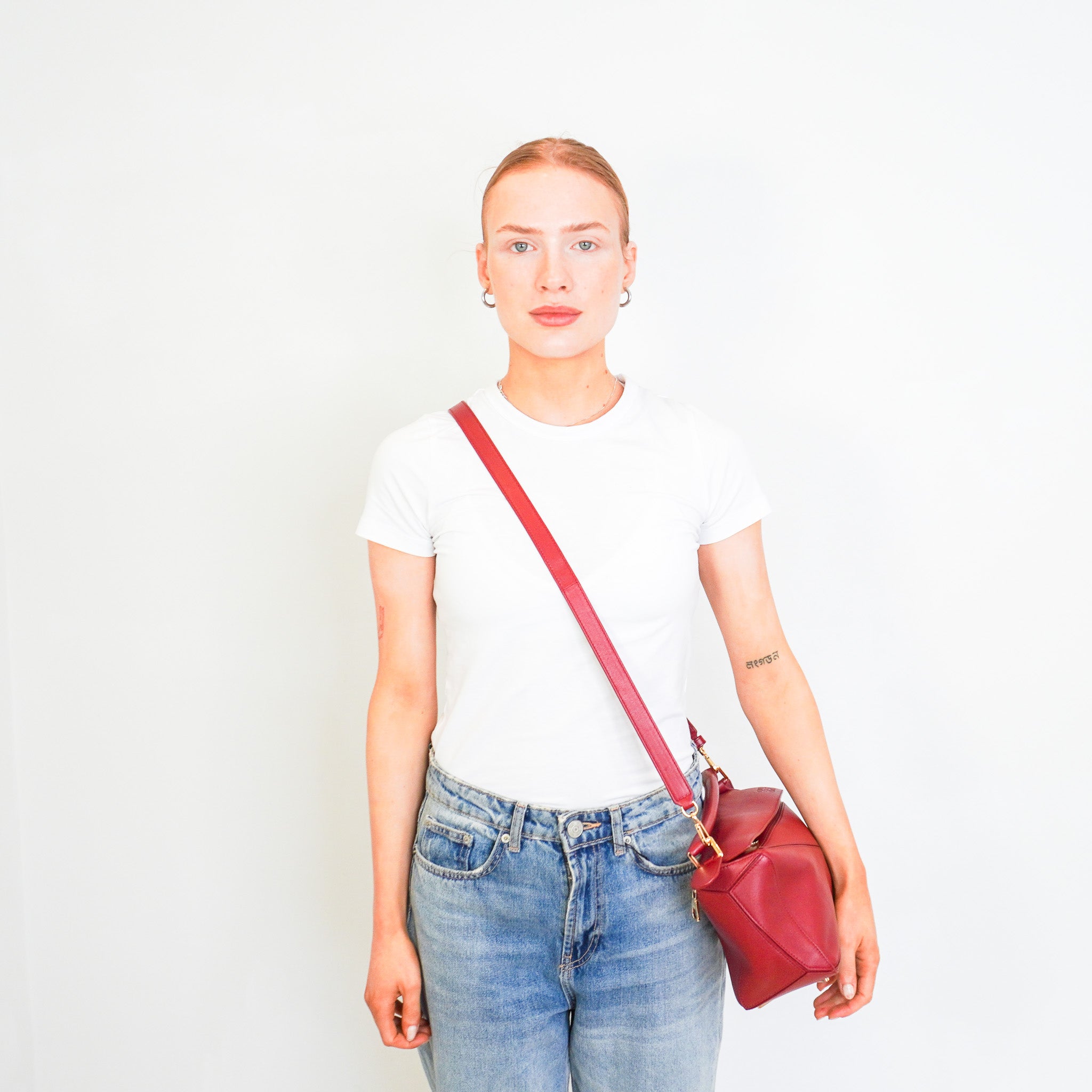 CURRENT SEASON Loewe Small Leather Featherlight Puzzle Top - Handle Bag in Burgundy RRP £3250 | Authentic Preloved - Reloved Again