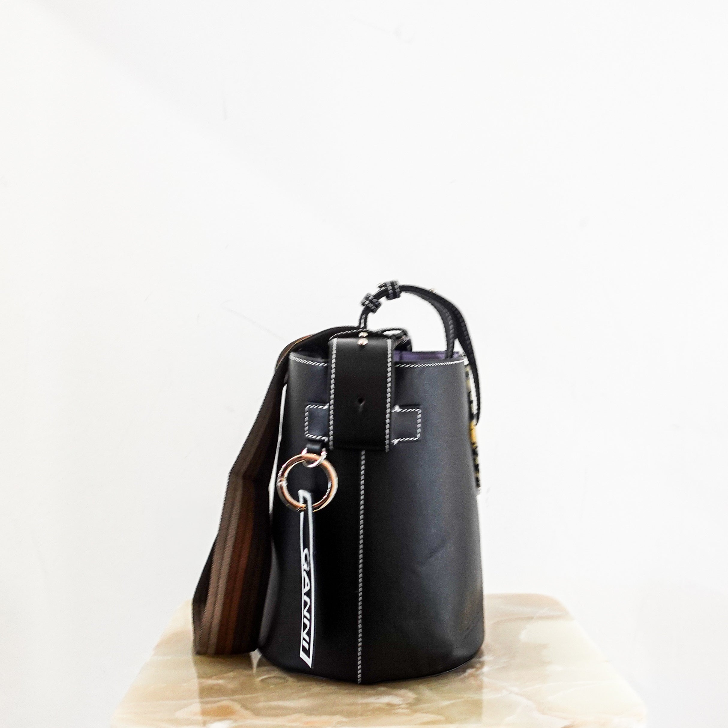 NEW Black Leather Bucket Bag RRP £350