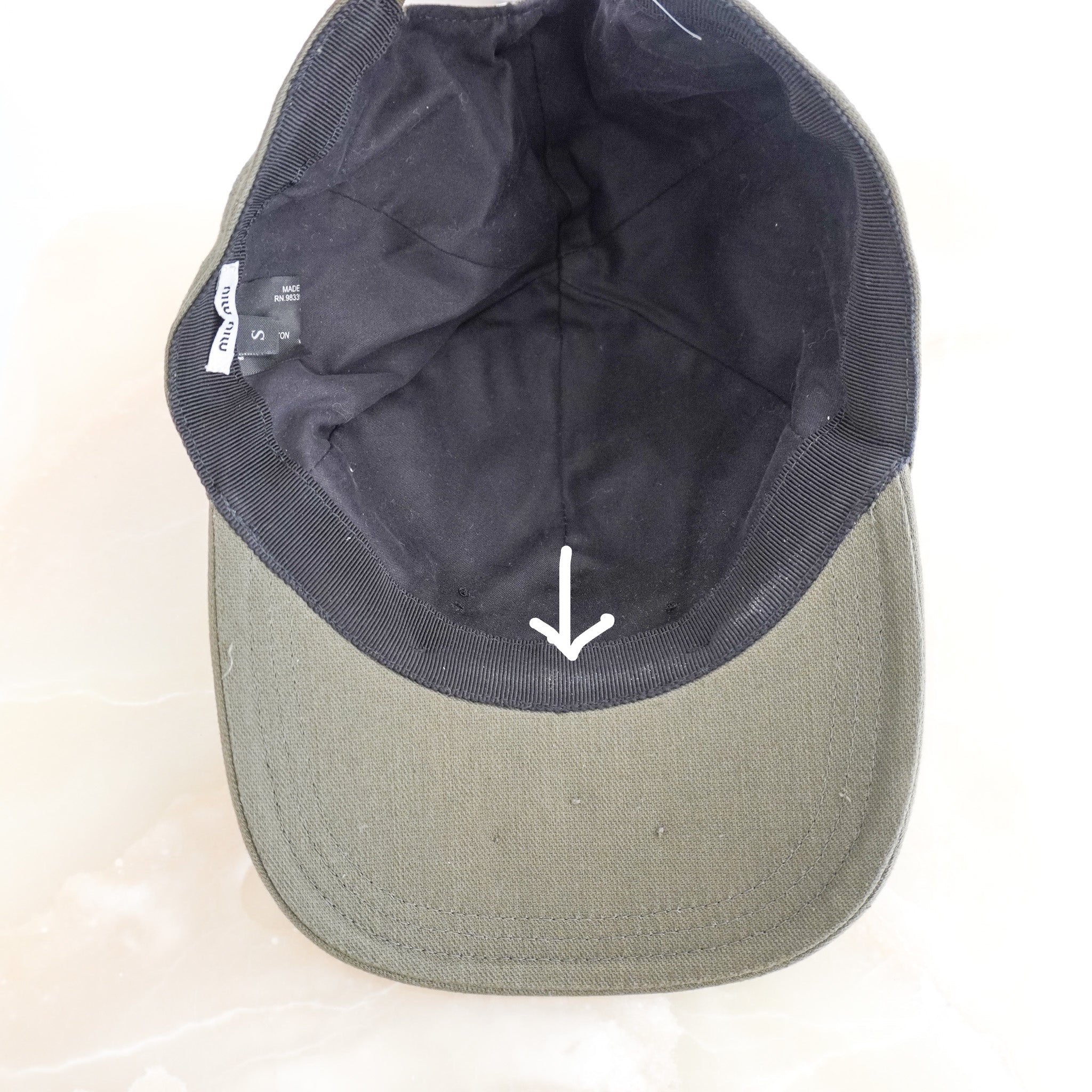 Miu Miu Cap in Khaki (RRP £420) | Authentic Preloved