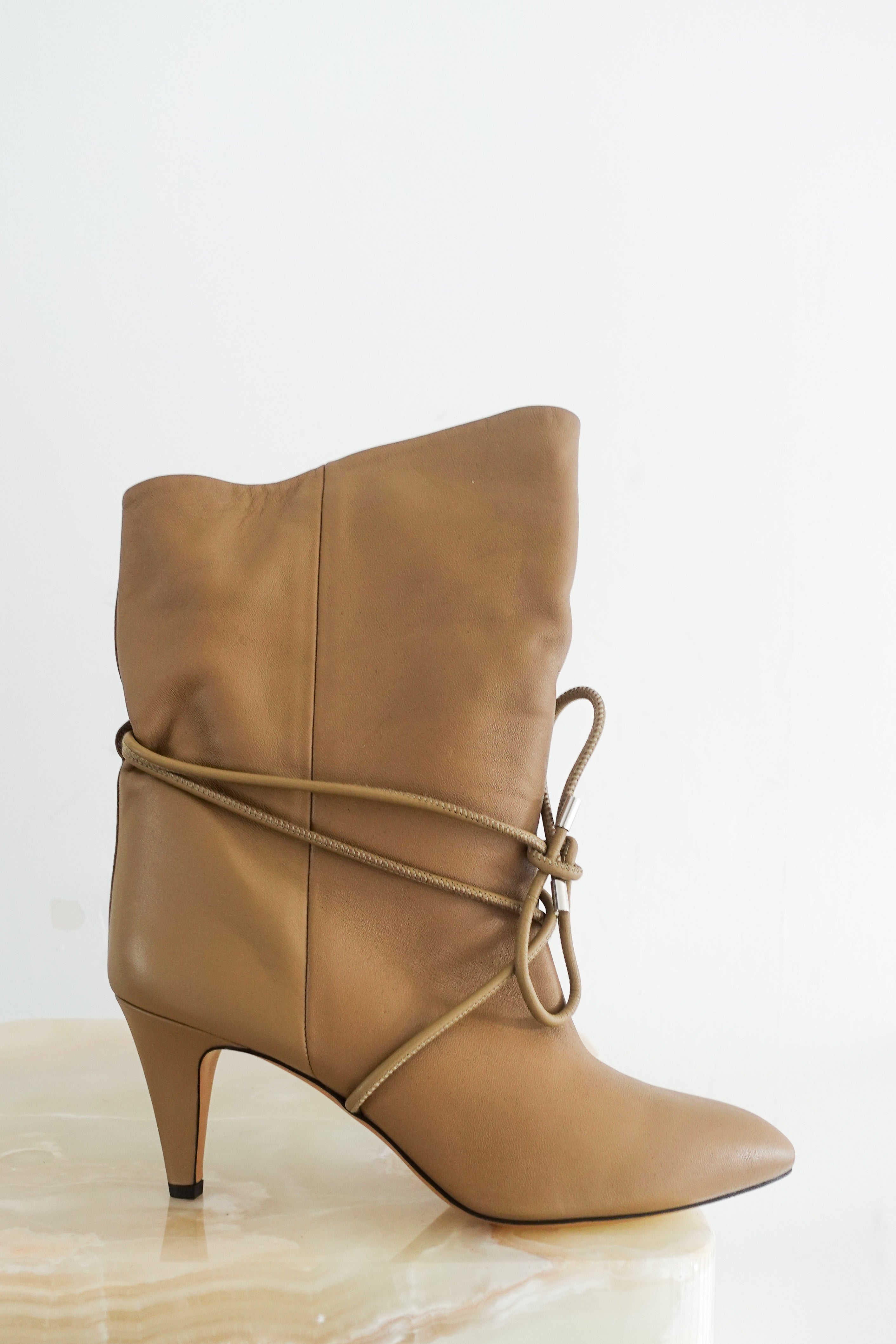 New beige heeled slouch boots RRP £700