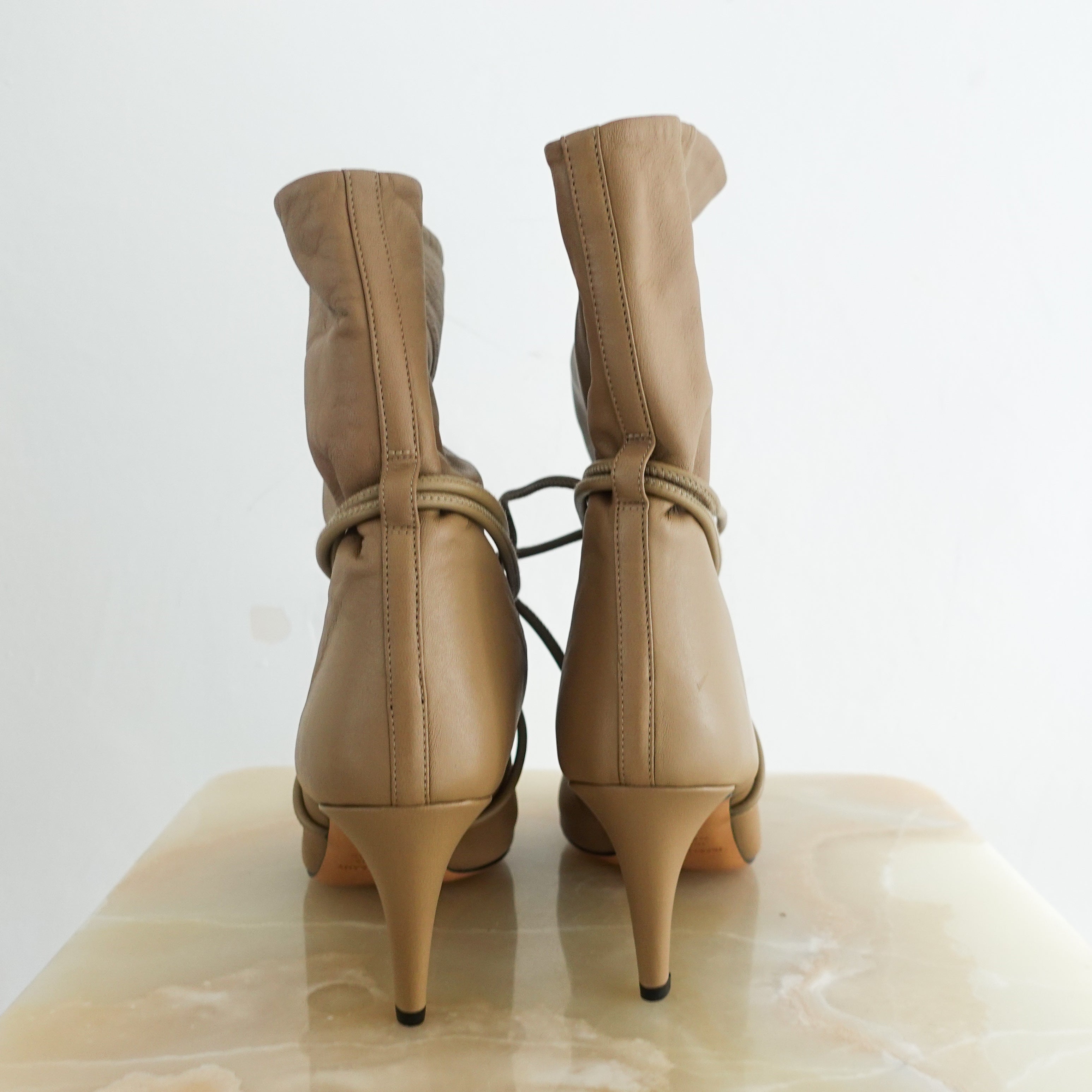 New beige heeled slouch boots RRP £700