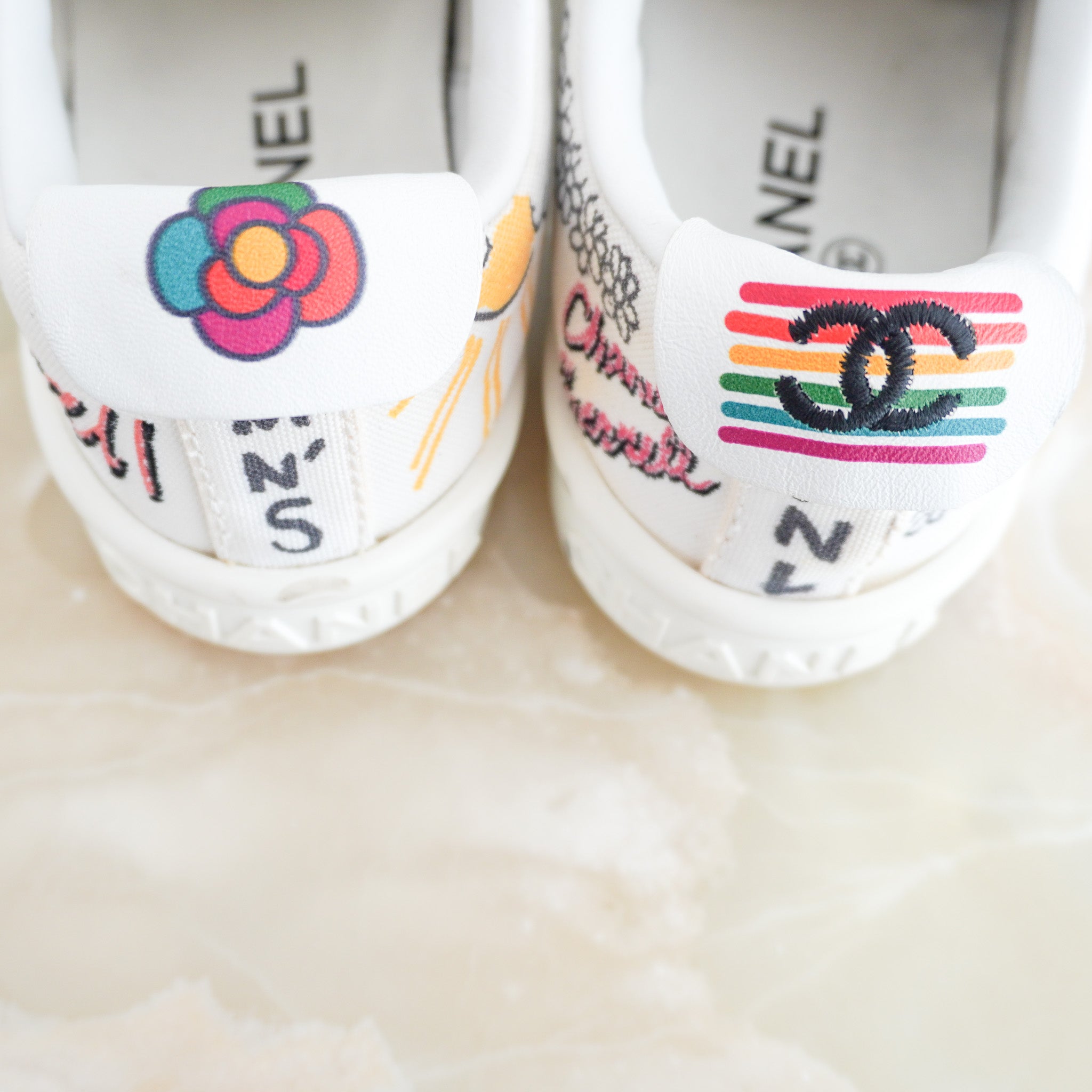 Chanel x Pharrell White Multi-Colour Graffiti Sneakers (RRP £1,197) | Authentic Preloved