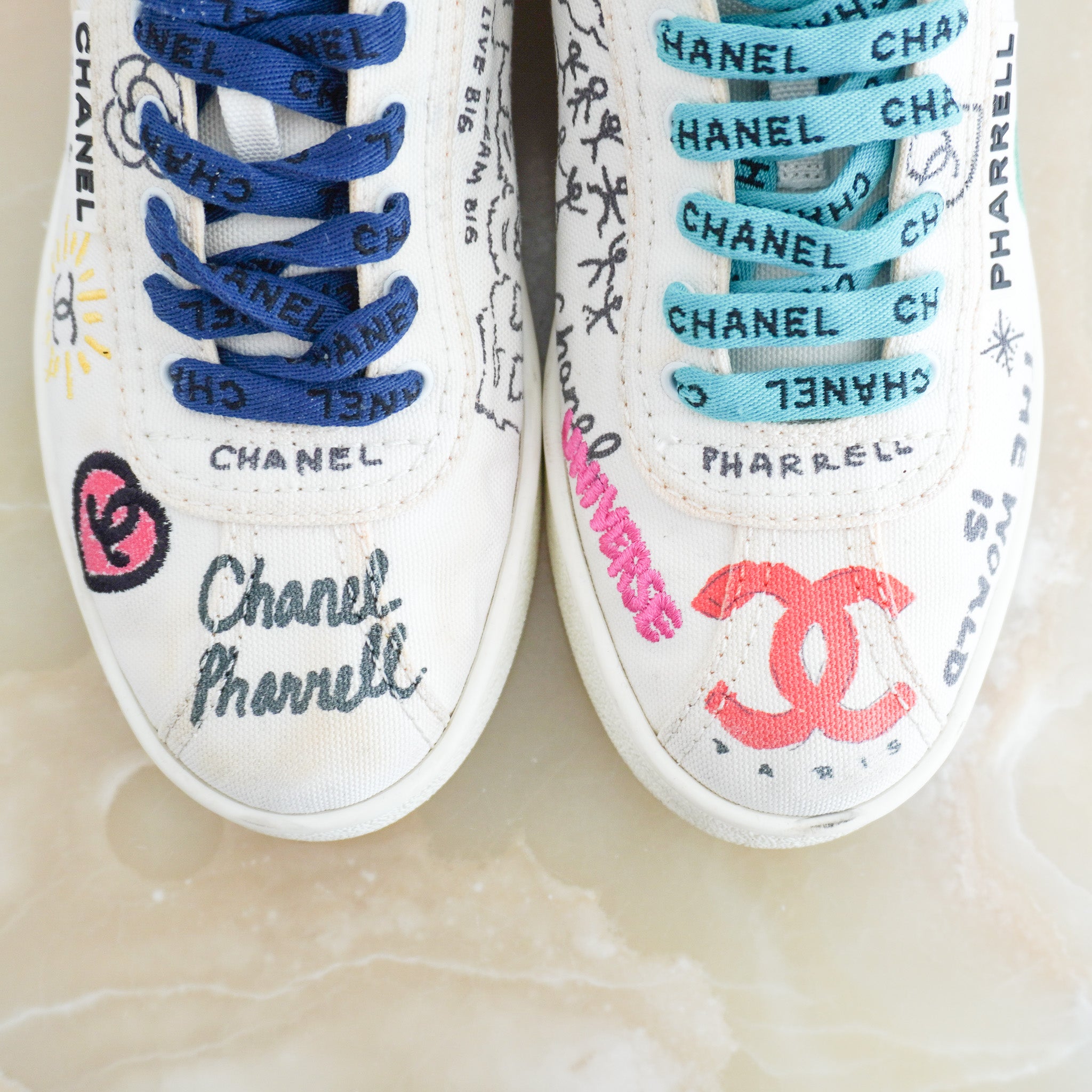 Chanel x Pharrell White Multi-Colour Graffiti Sneakers (RRP £1,197) | Authentic Preloved