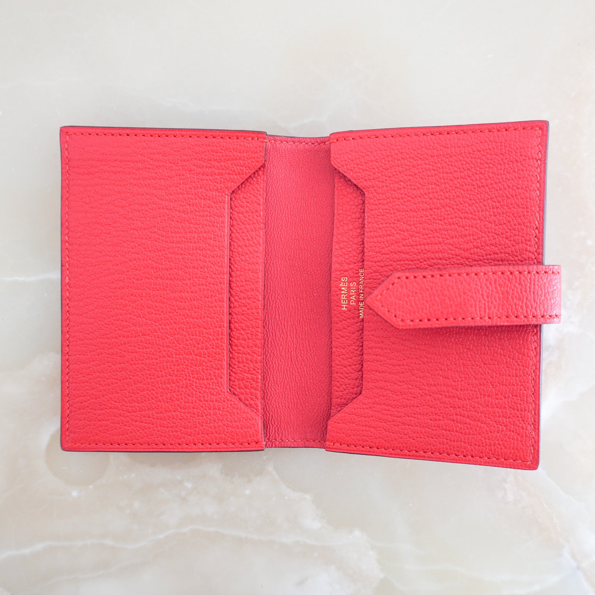 NEW Hermes Bearn Card Holder in Red (RRP £1700) | Authentic Preloved