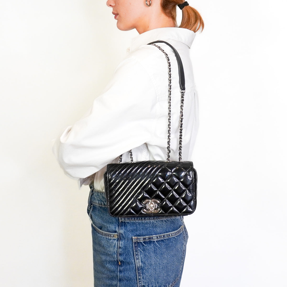 Chanel Small Quilted Patent Coco Boy Flap Crossbody Bag | Authentic Preloved