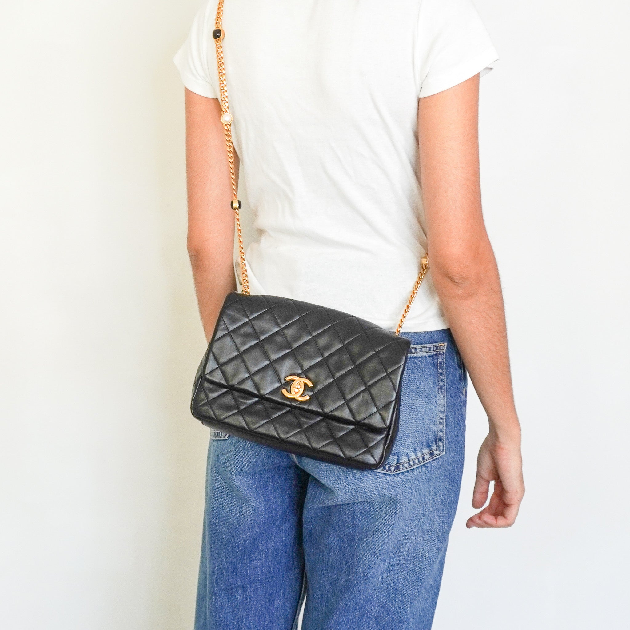 Chanel Black Lambskin Quilted Single Flap Bag Bijoux Chain RRP £5,439 | Authentic Preloved