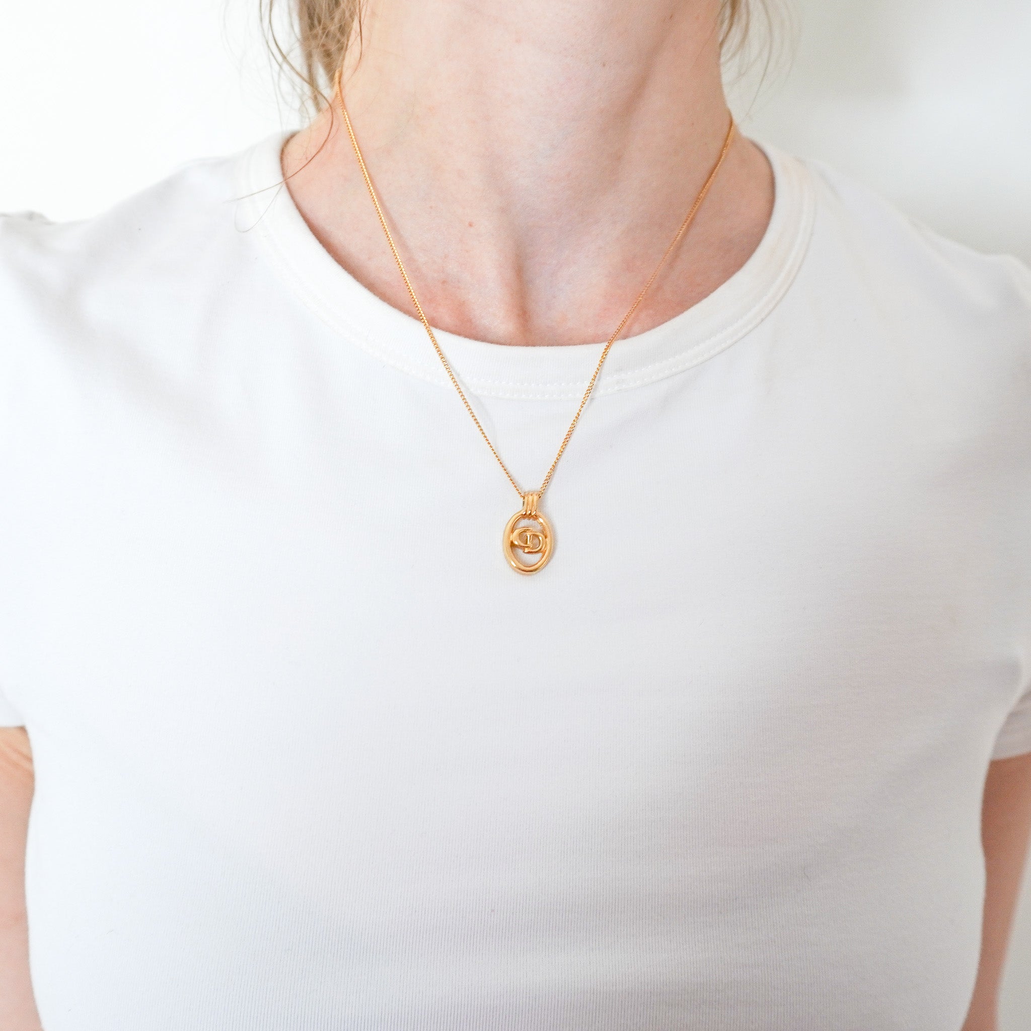Christian Dior Petit CD Necklace in Gold-Finish Metal RRP £480 | Authentic Preloved FINAL SALE - Reloved Again