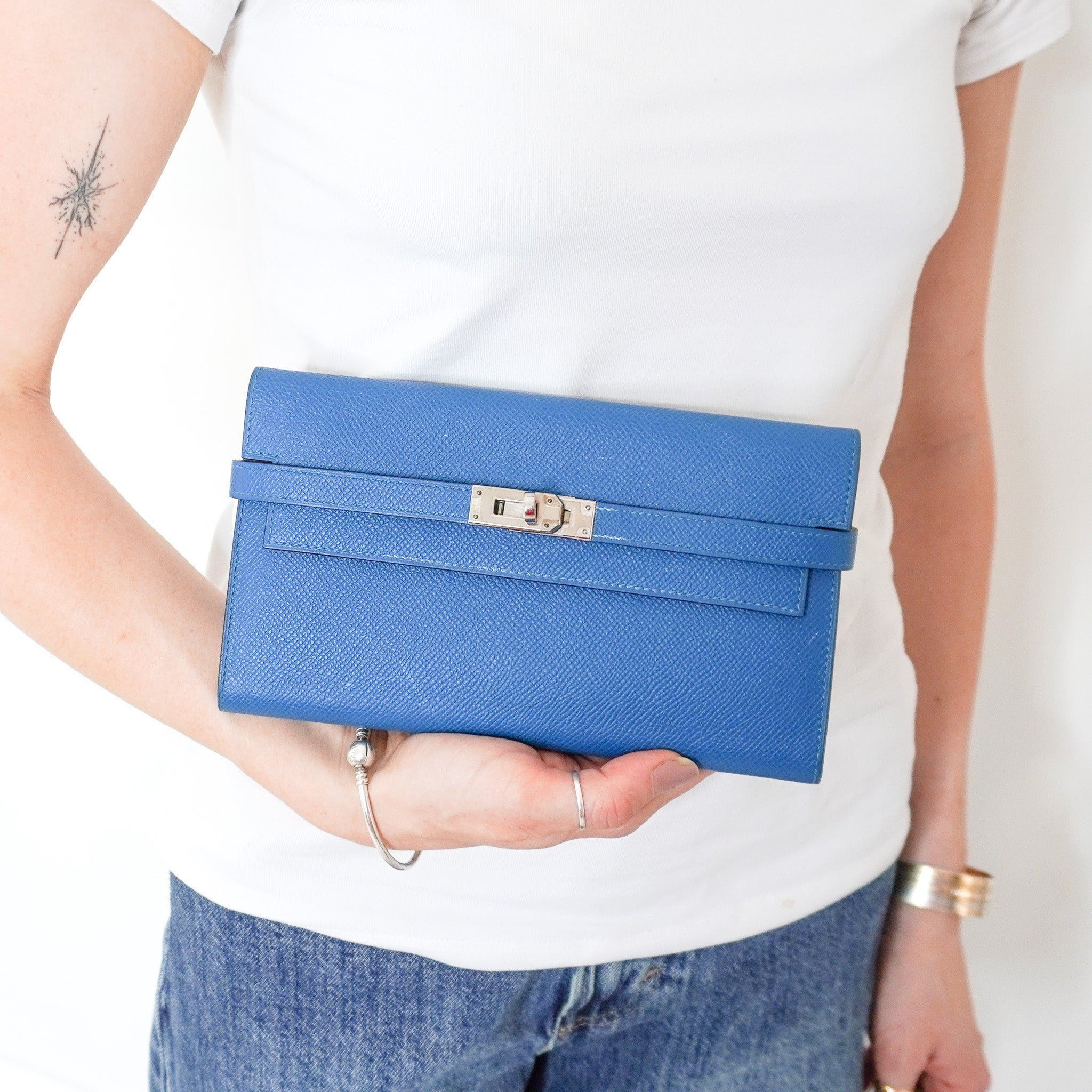 Hermès Kelly To Go Wallet in Blue Epsom Leather (RRP £4,400) | Authentic Preloved - Reloved Again