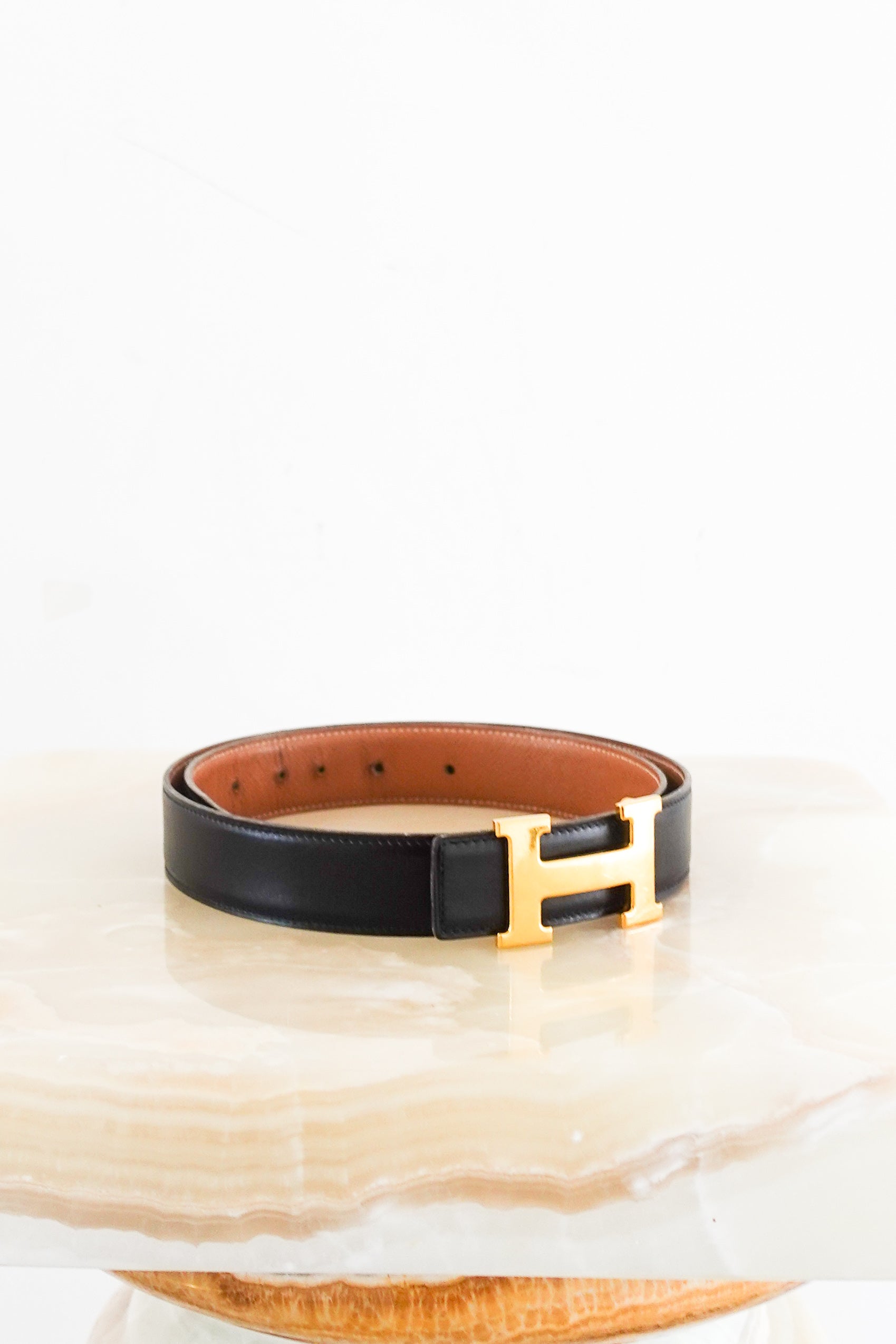 Reversible leather H belt RRP £780