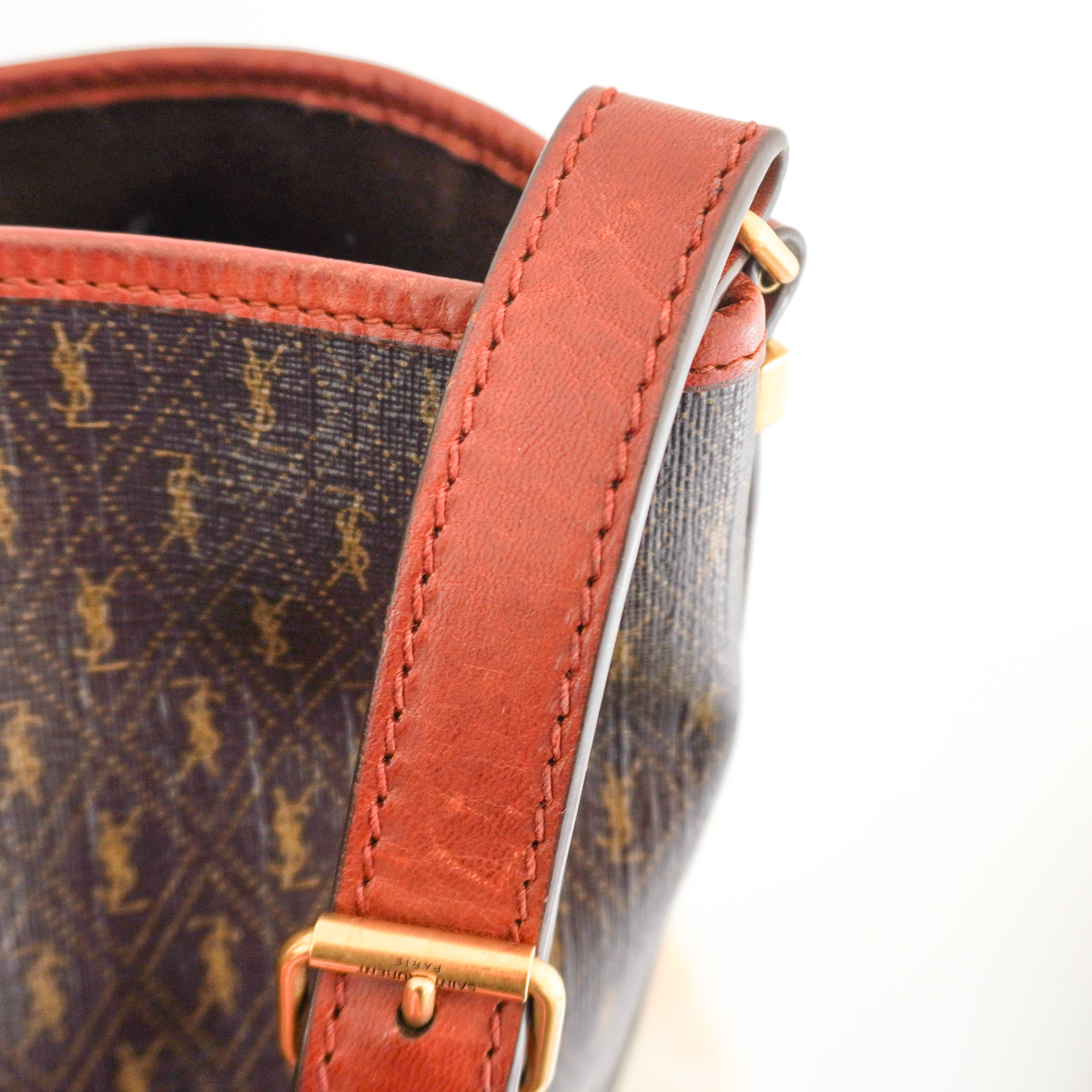 Saint Laurent Le Monogramme Bucket Bag in Brown Canvas (RRP £1645) | Authentic Preloved