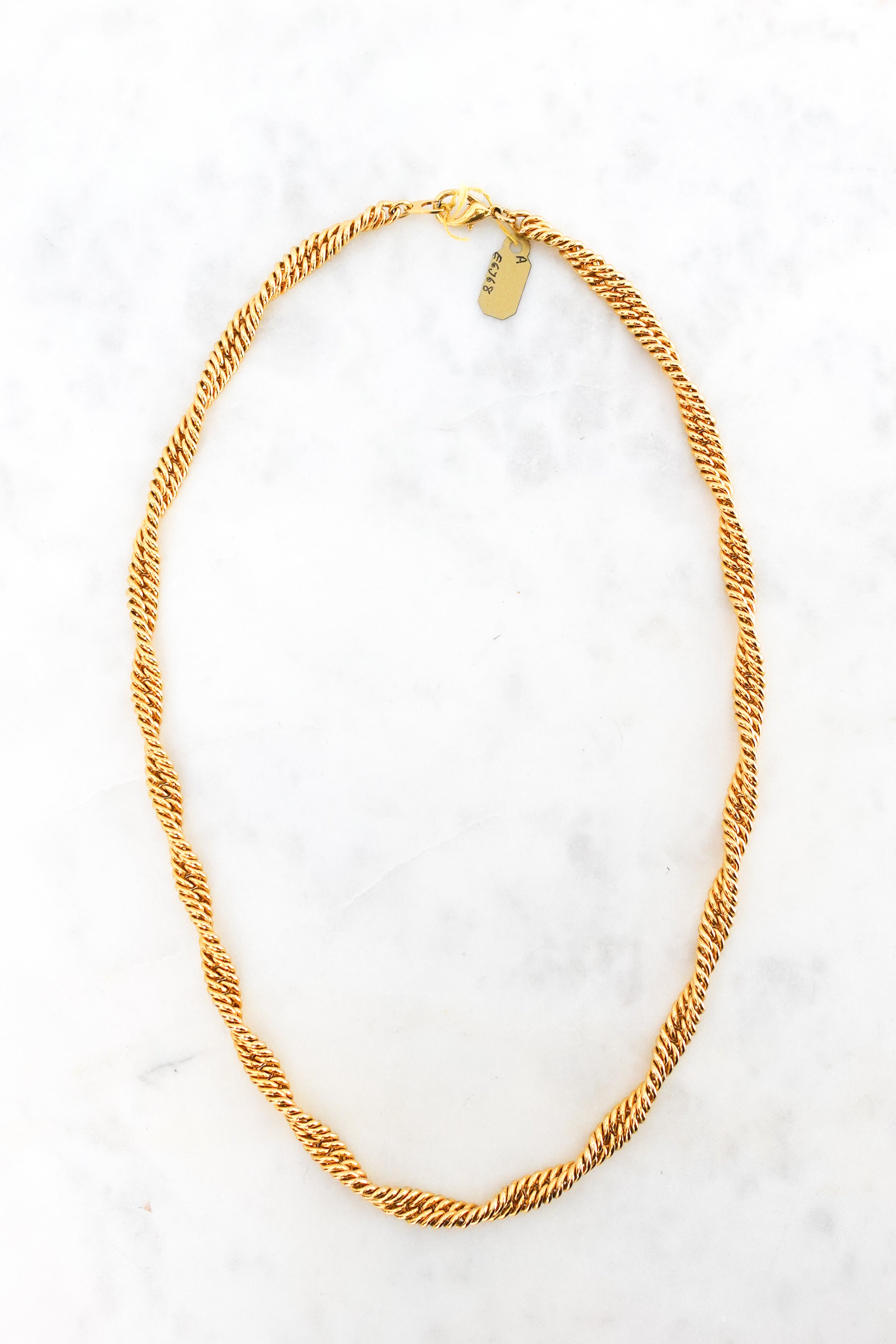 Twisted link gold plated cabouchon chain