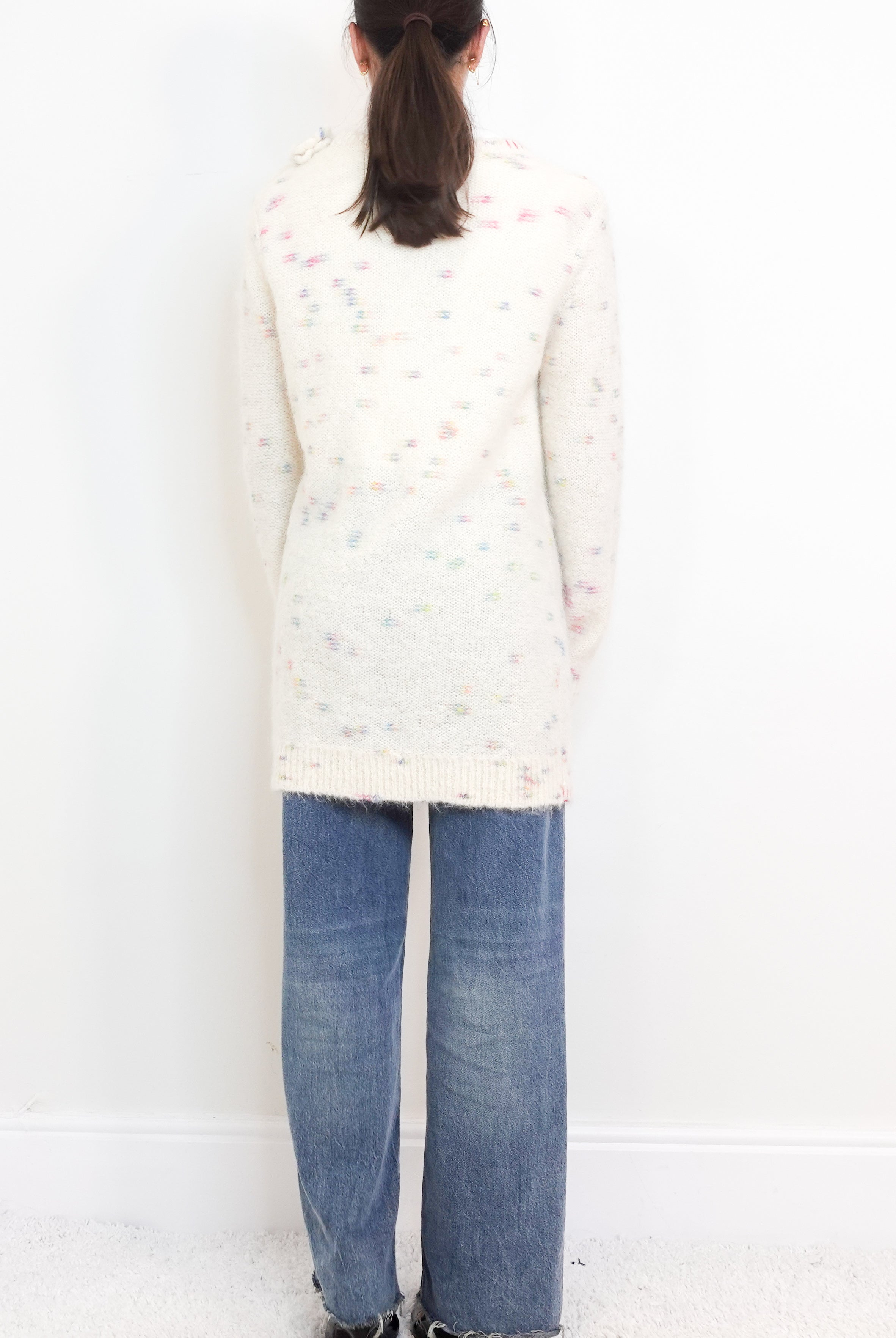 Cream Long Line Knit Cardigan RRP £550