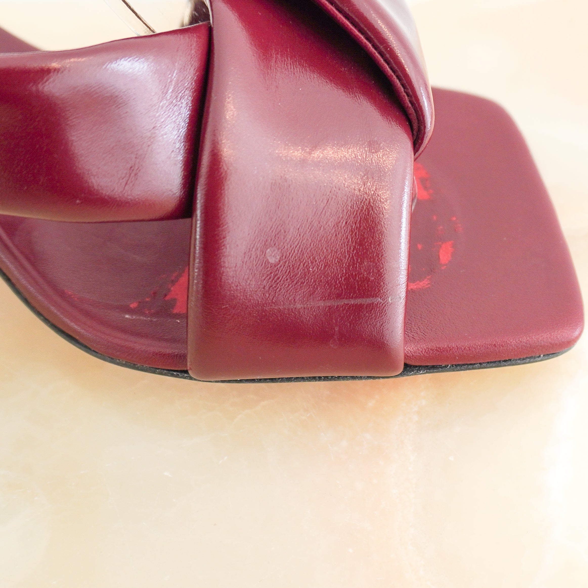 Bottega Veneta Burgundy Riva Padded Leather Mules (RRP £729) | Authentic Preloved
