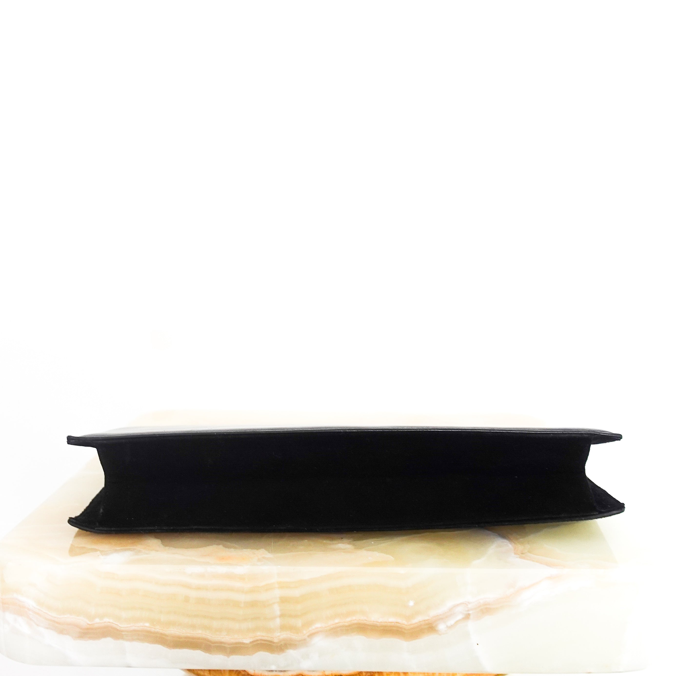 Black suede rectangular clutch