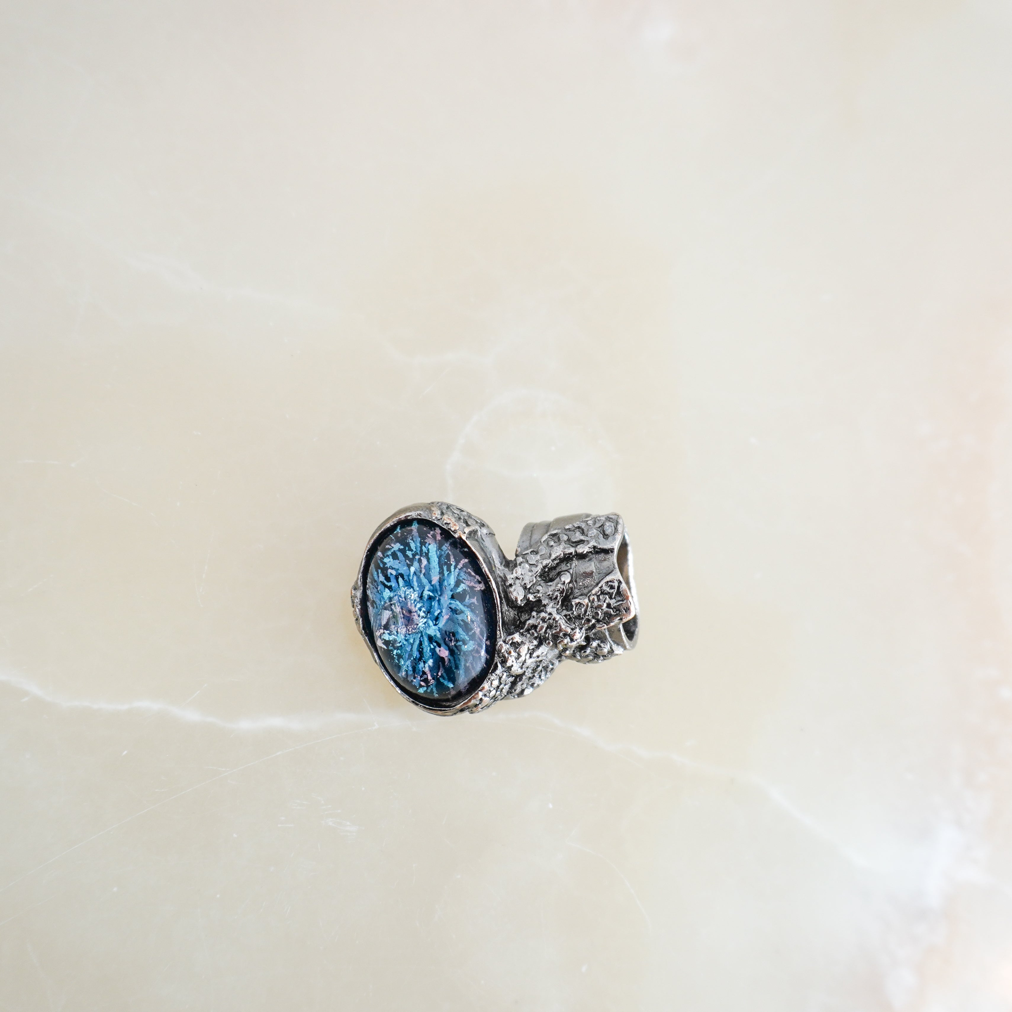 Saint Laurent Vintage Arty Ring with Blue Glass Stone RRP (£250) | Authentic Preloved FINAL SALE